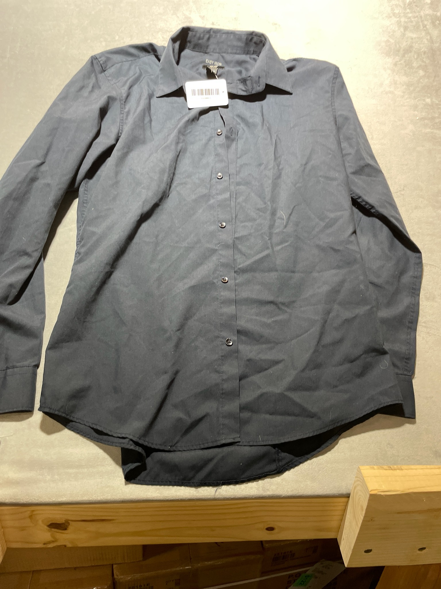 H&M Navy blue polyester blend button up shirt size medium