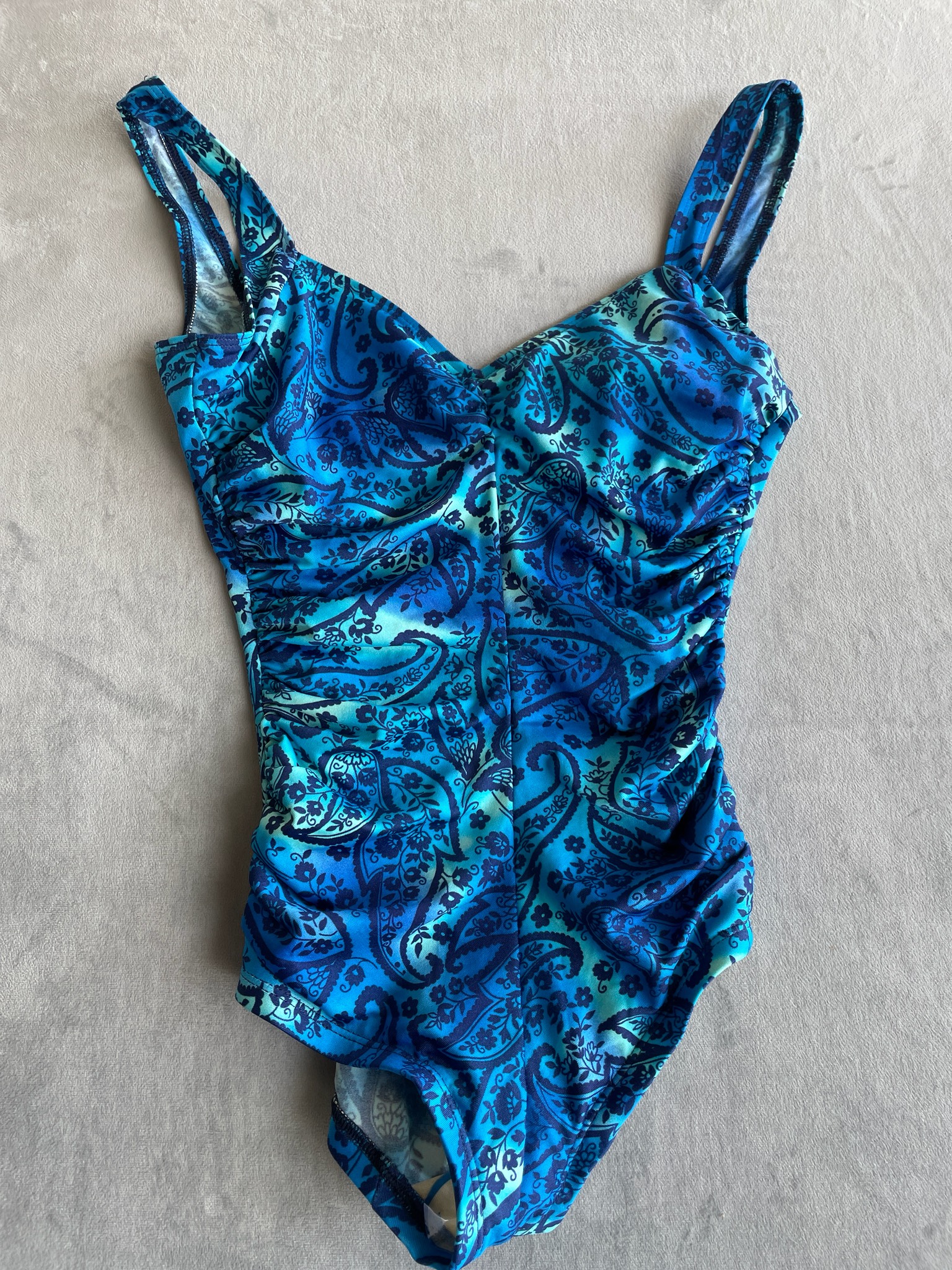 Glabar Blue Teal Paisley One-Piece Swimsuit Size Size 10