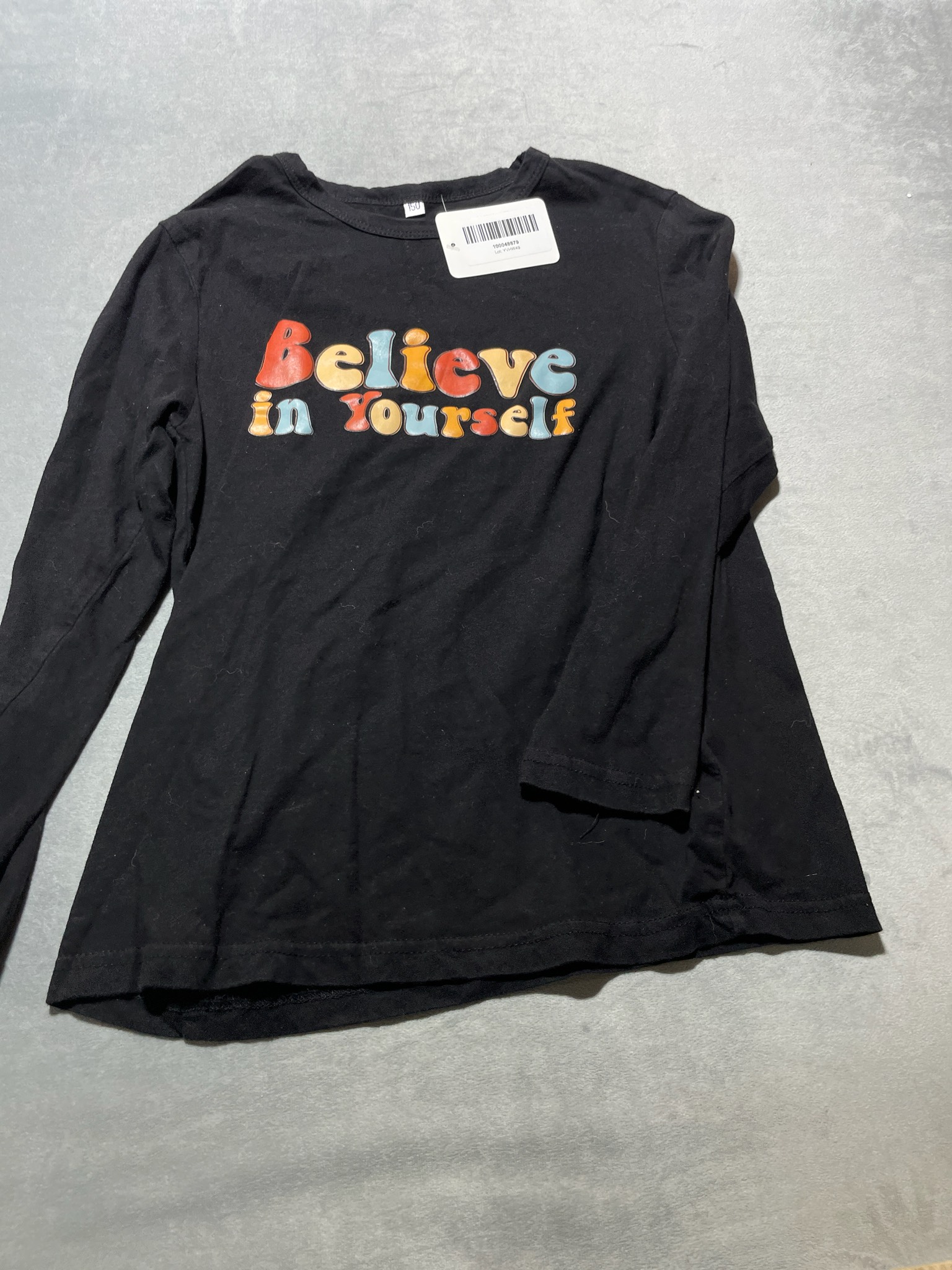 Black Knit Long Sleeve T-Shirt Size 150