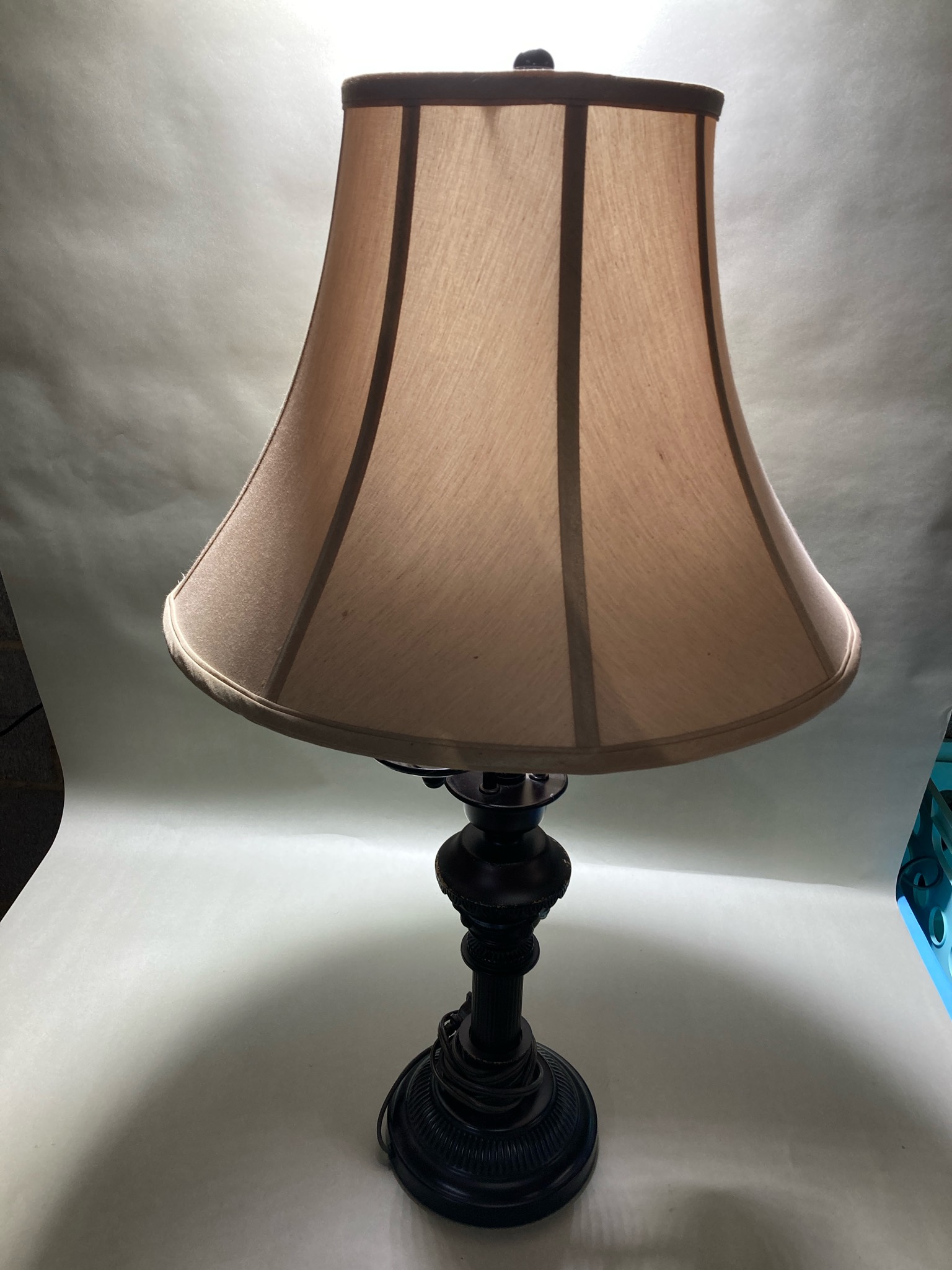 Beige Bell Shade 3-Light Table Lamp