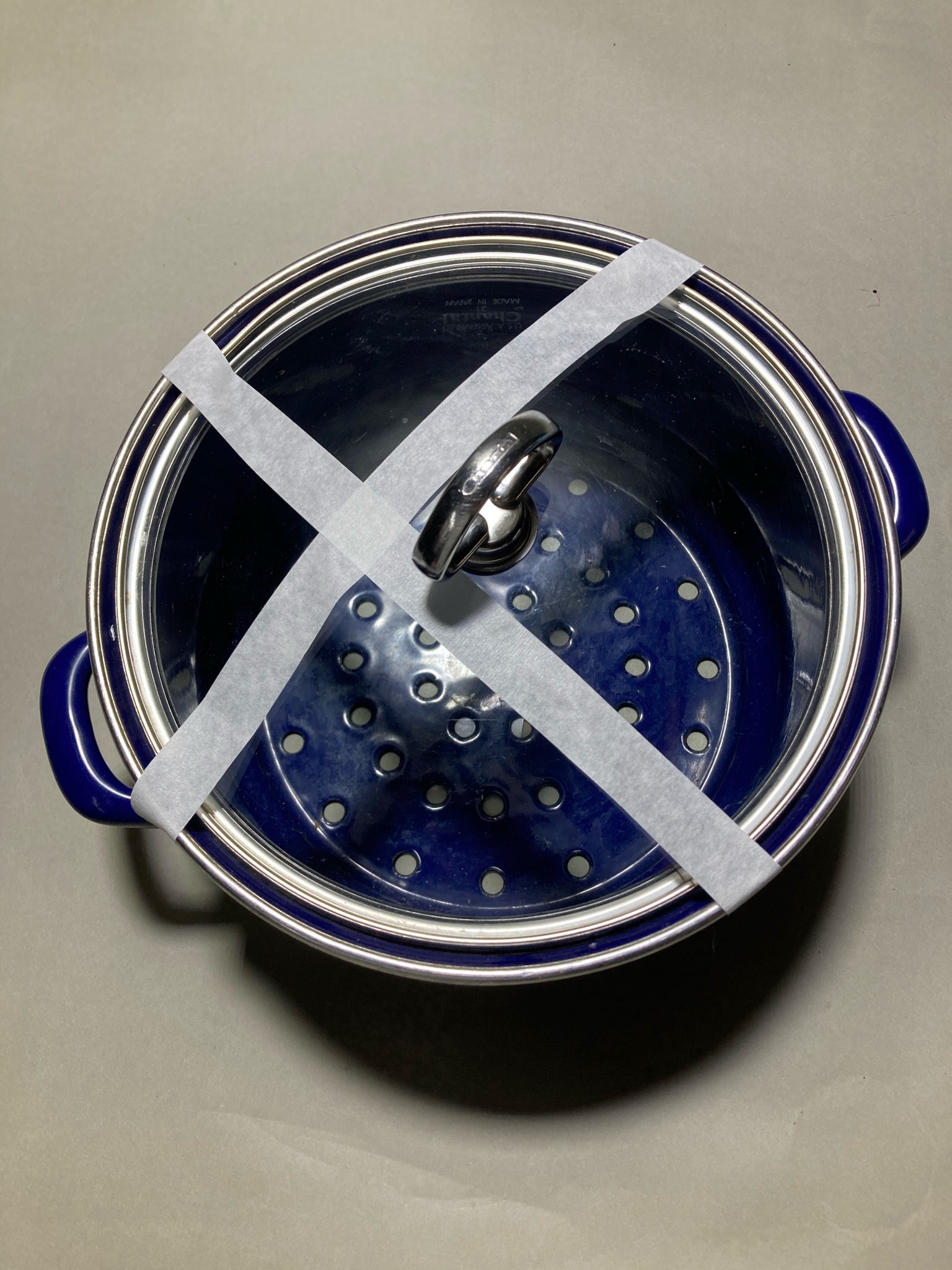 Chantal Navy Blue Enamel Steamer Pot