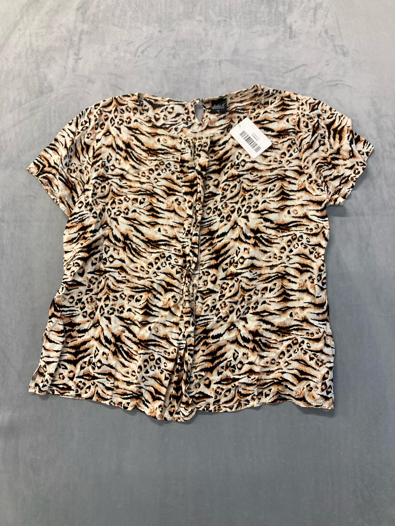 Jackie K Tan Brown Animal Print Woven Romper Size Size 14