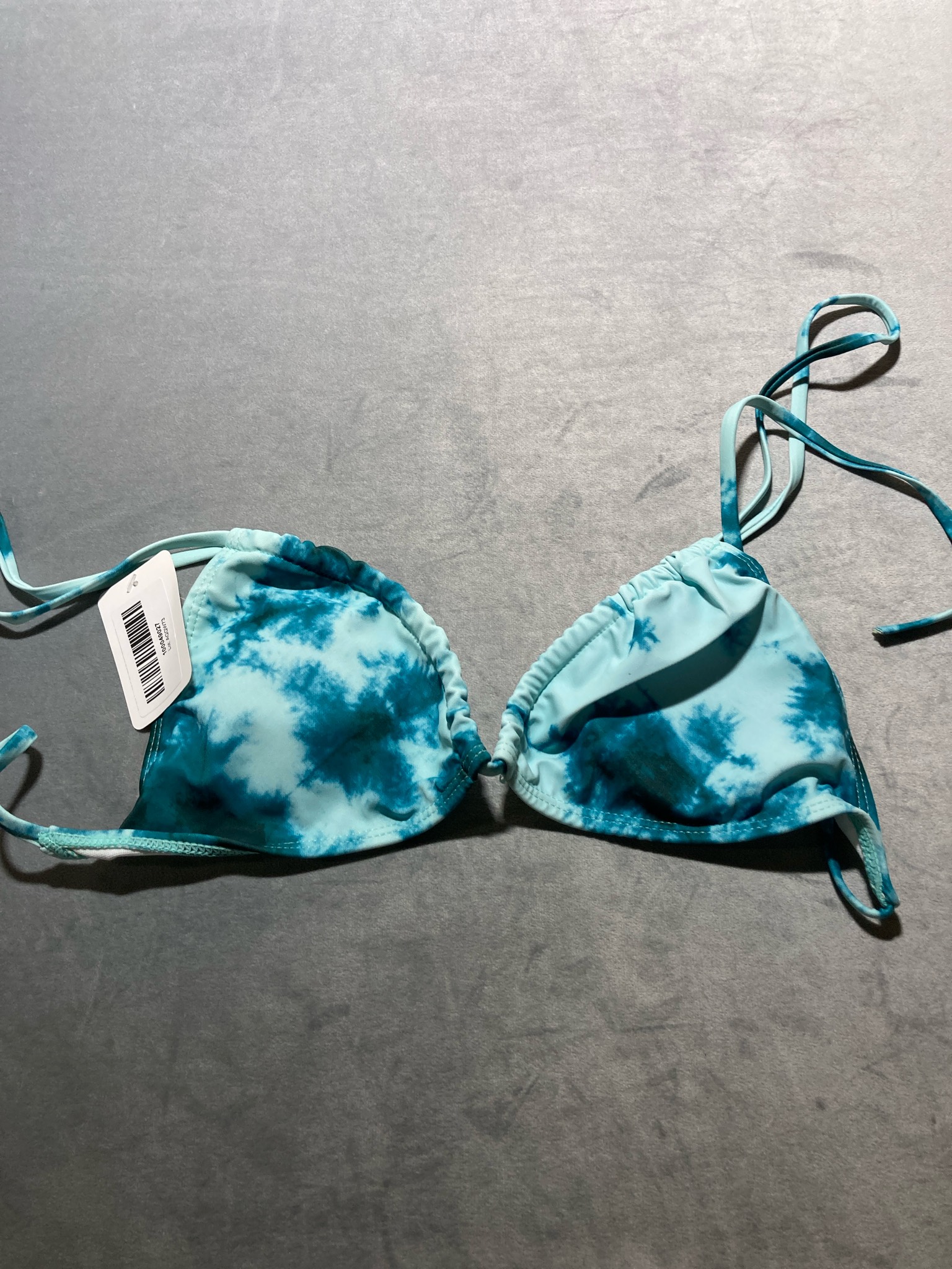 Aqua Tie-Dye Triangle Bikini Top
