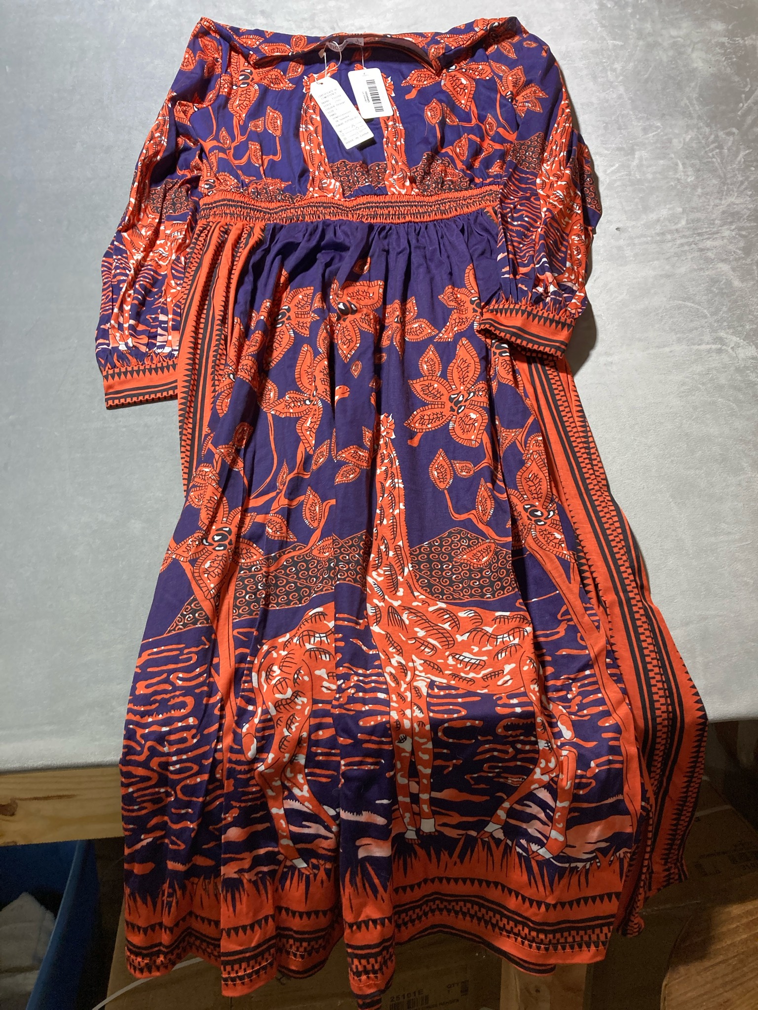 TICOSA Purple Giraffe Floral Print Dress Size L