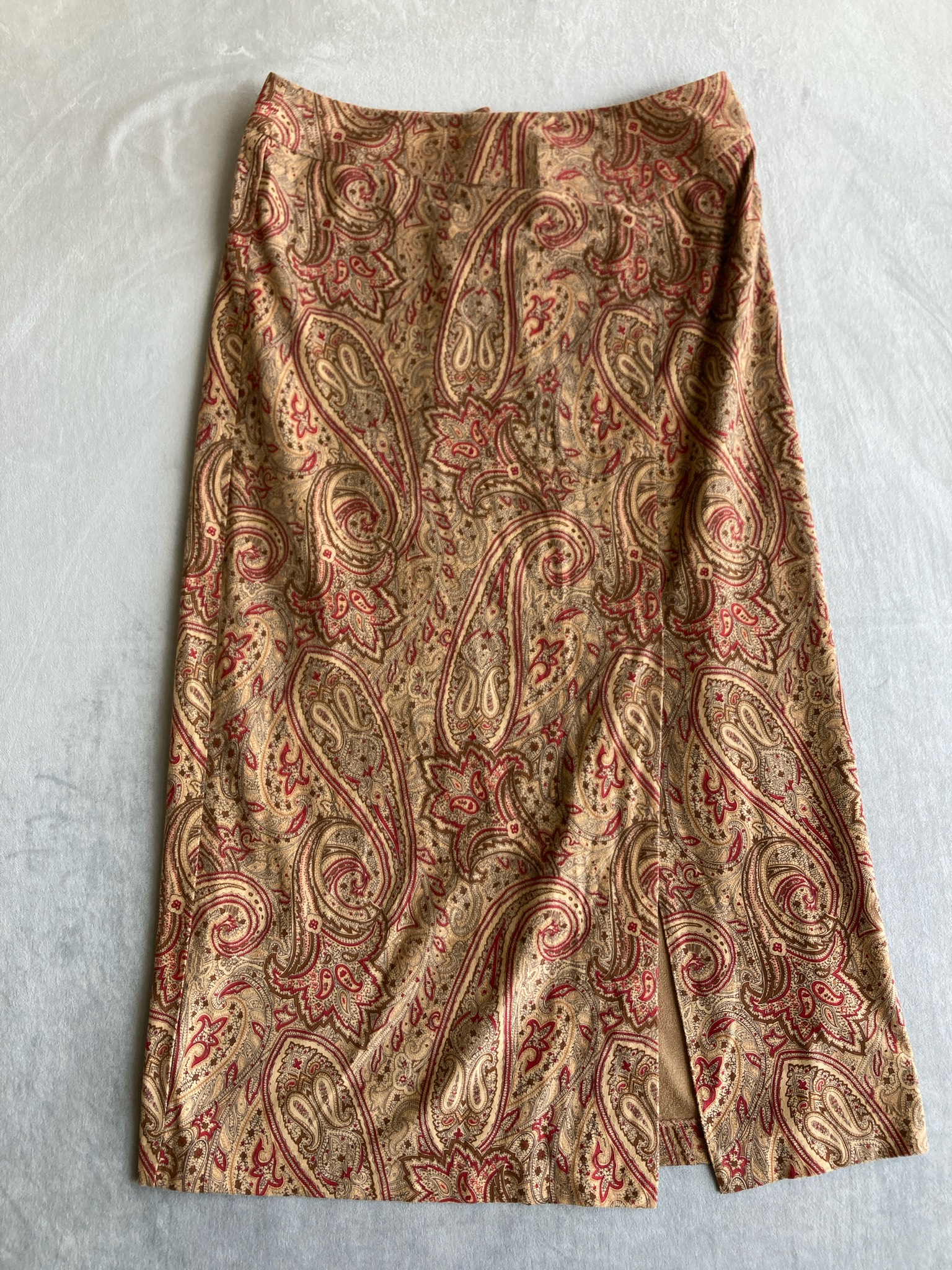 Norton McNaughton Tan Paisley Polyester Pencil Skirt Size Size 10
