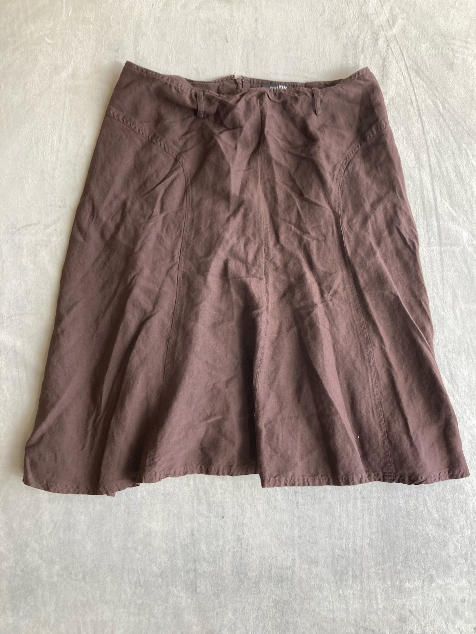 east5th Brown Linen-Blend A-Line Skirt Size Size 14