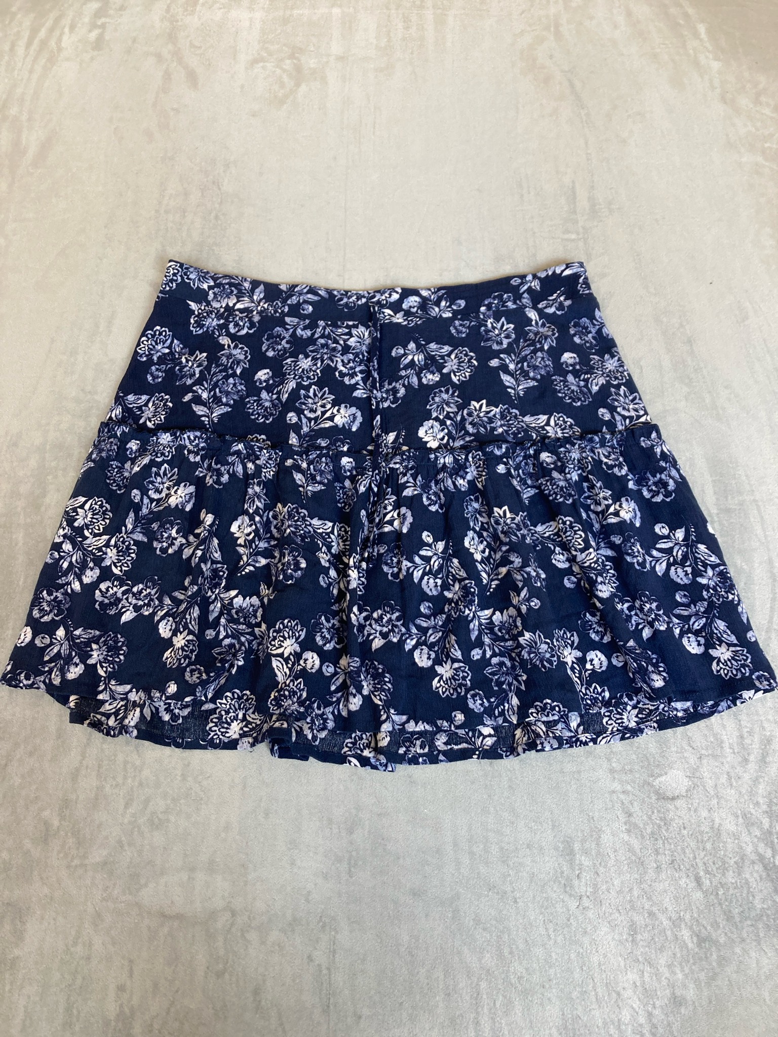 A.BYER Navy Floral Rayon Skirt Size L