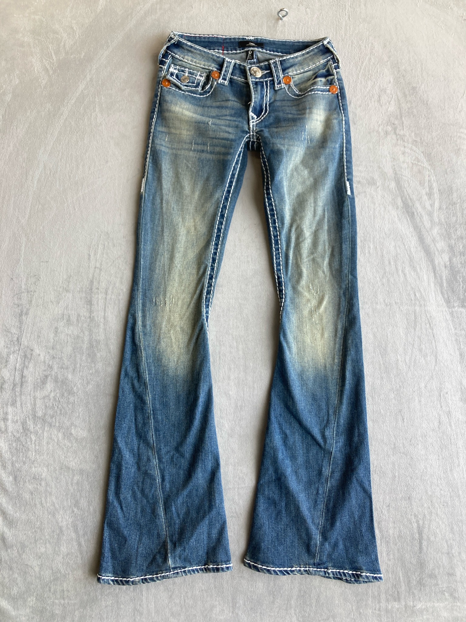 True Religion Medium Blue Denim Flare Jeans Size Size 24