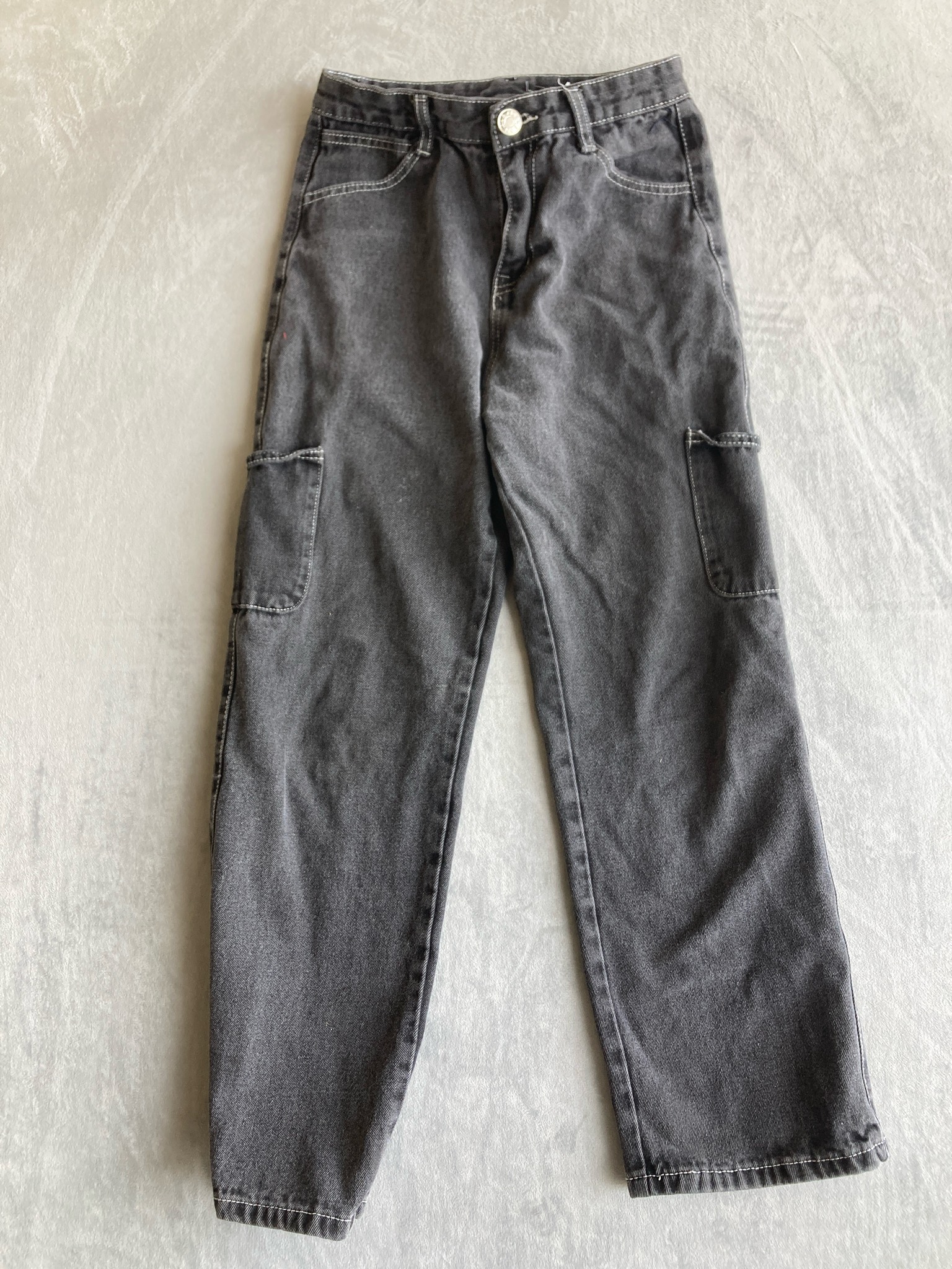 Charcoal Denim Cargo Pants