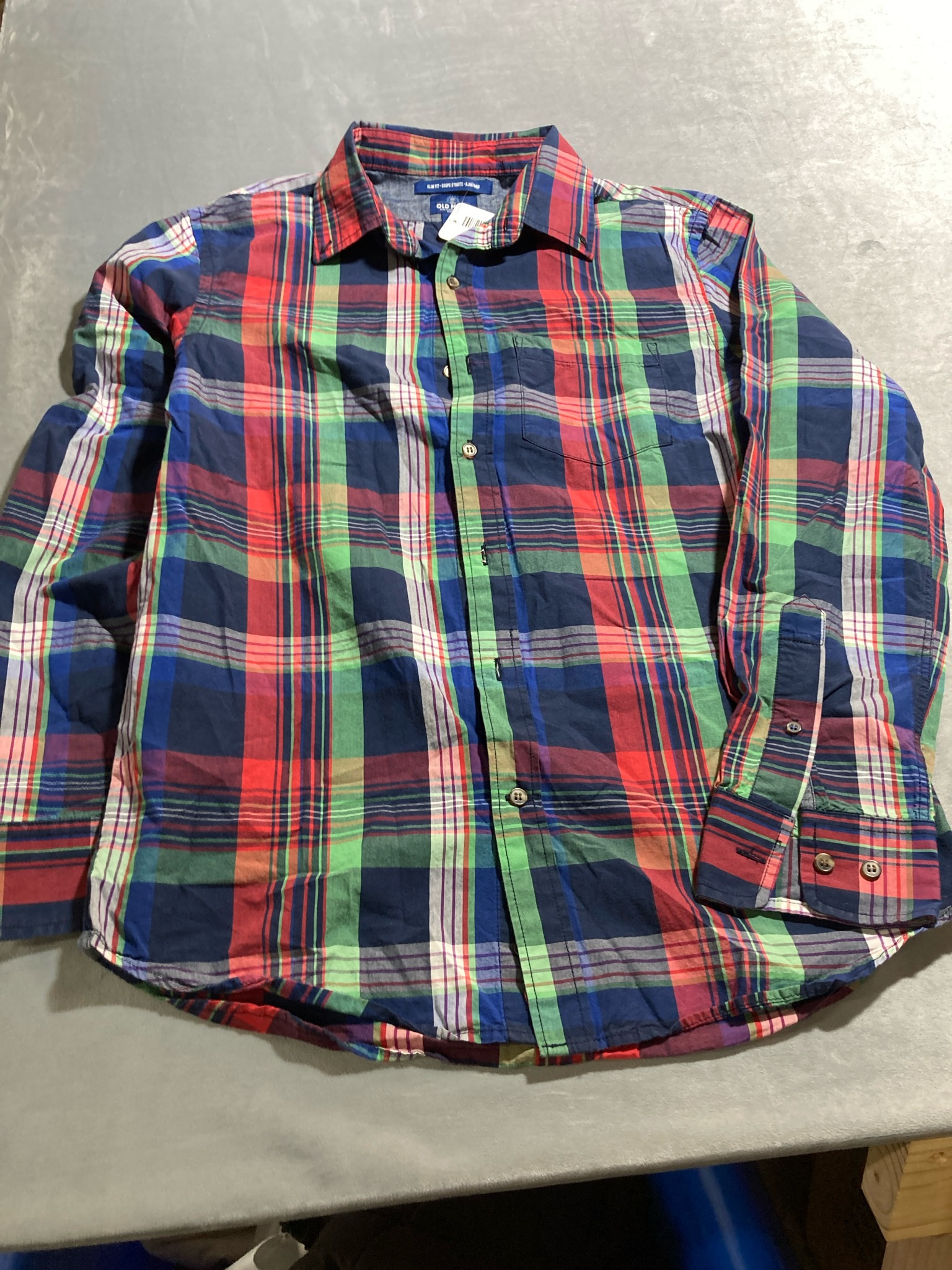 Old Navy multi color plaid button up shirt size medium