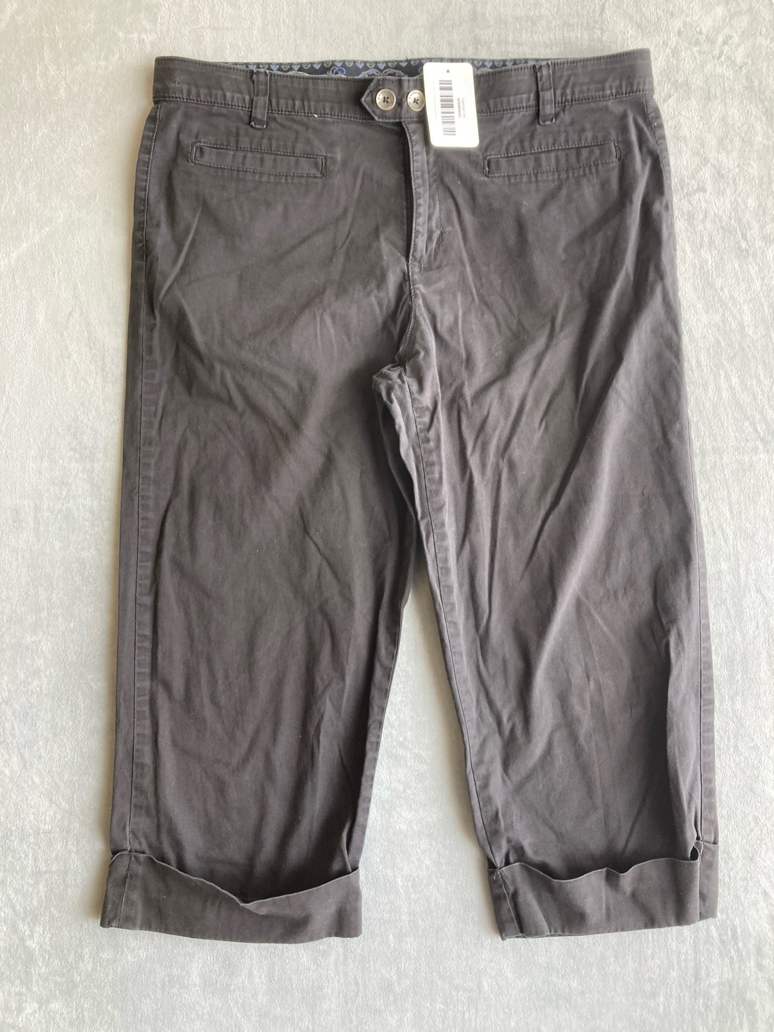 Dark Brown Twill Capri Pants Size Size 12