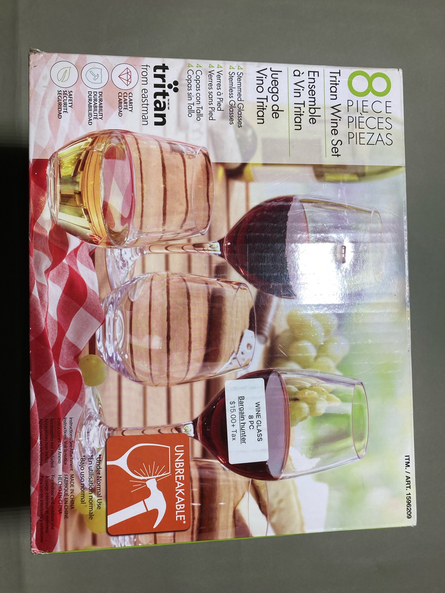 Tritan Clear Stemmed and Stemless Wine Glass Set Size 8-piece