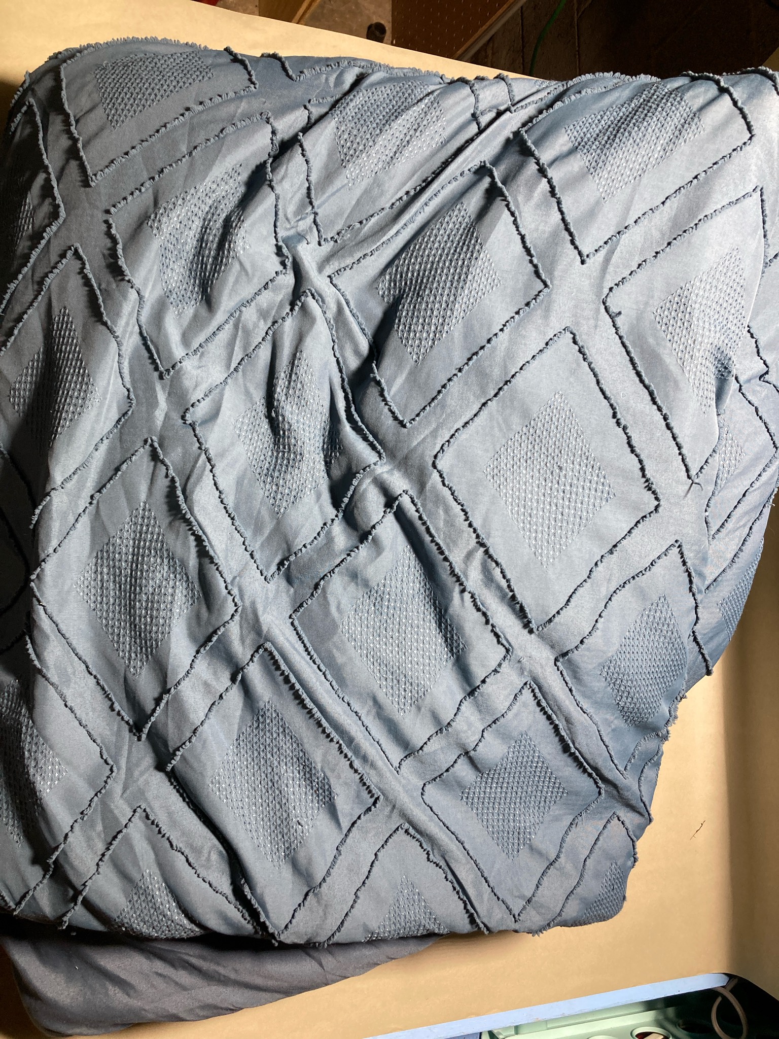 Blue-Gray Quilted Coverlet