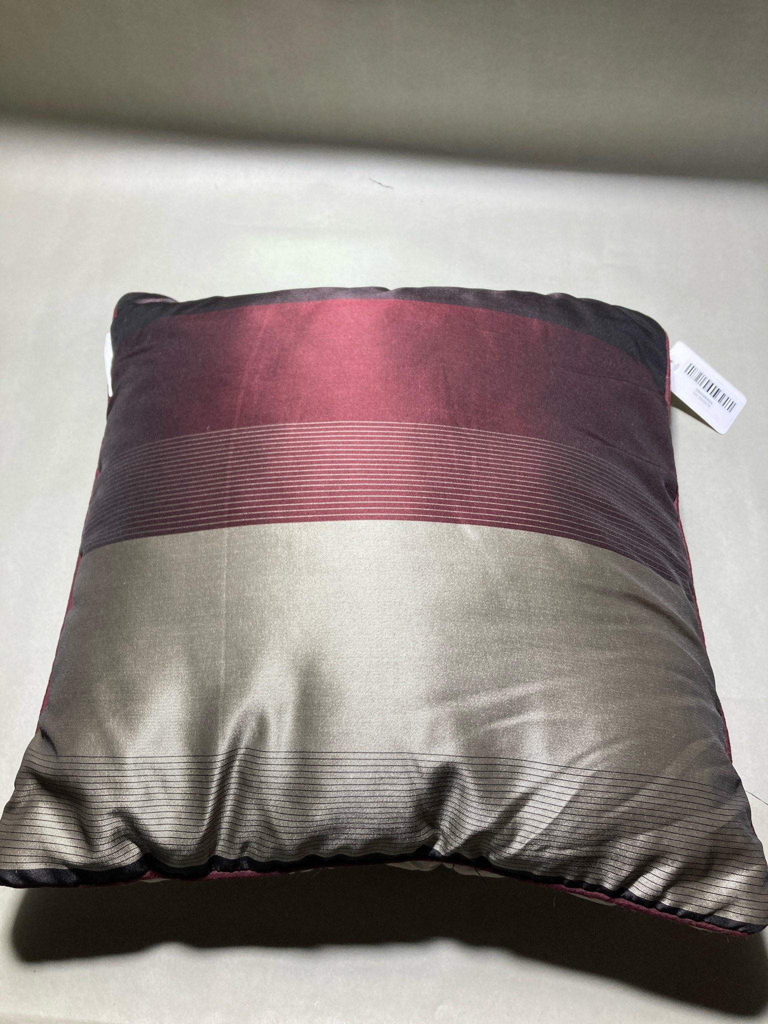 Burgundy Taupe Reversible Throw Pillow