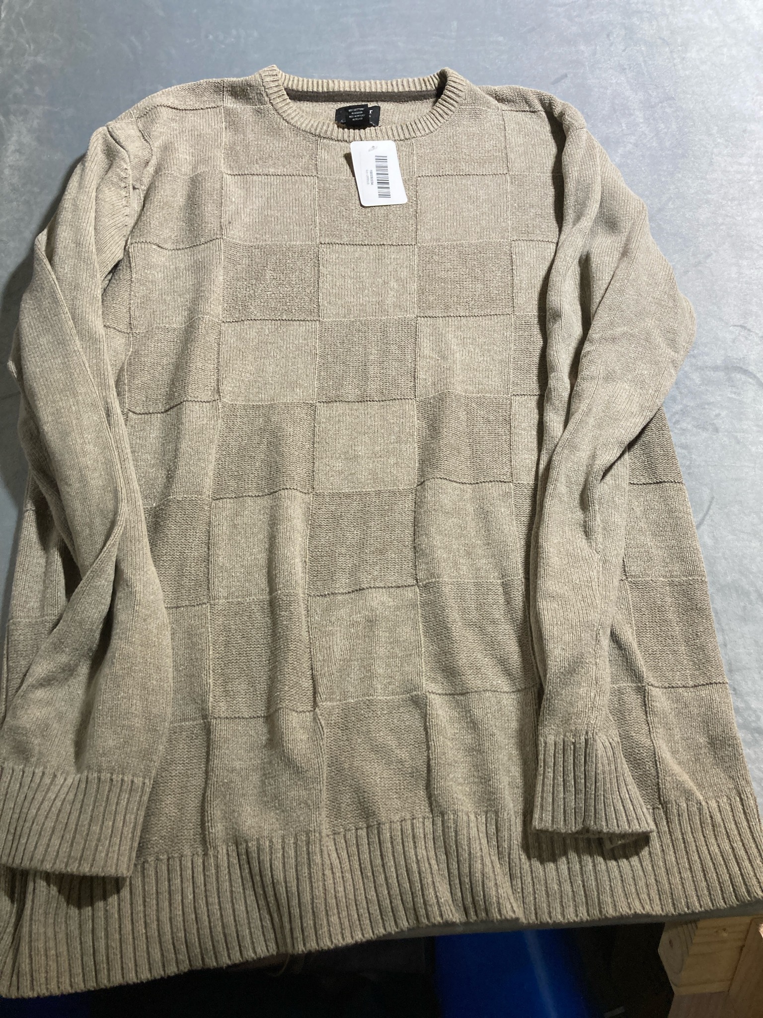 Haggar Beige Checkerboard Knit Sweater Size L/G