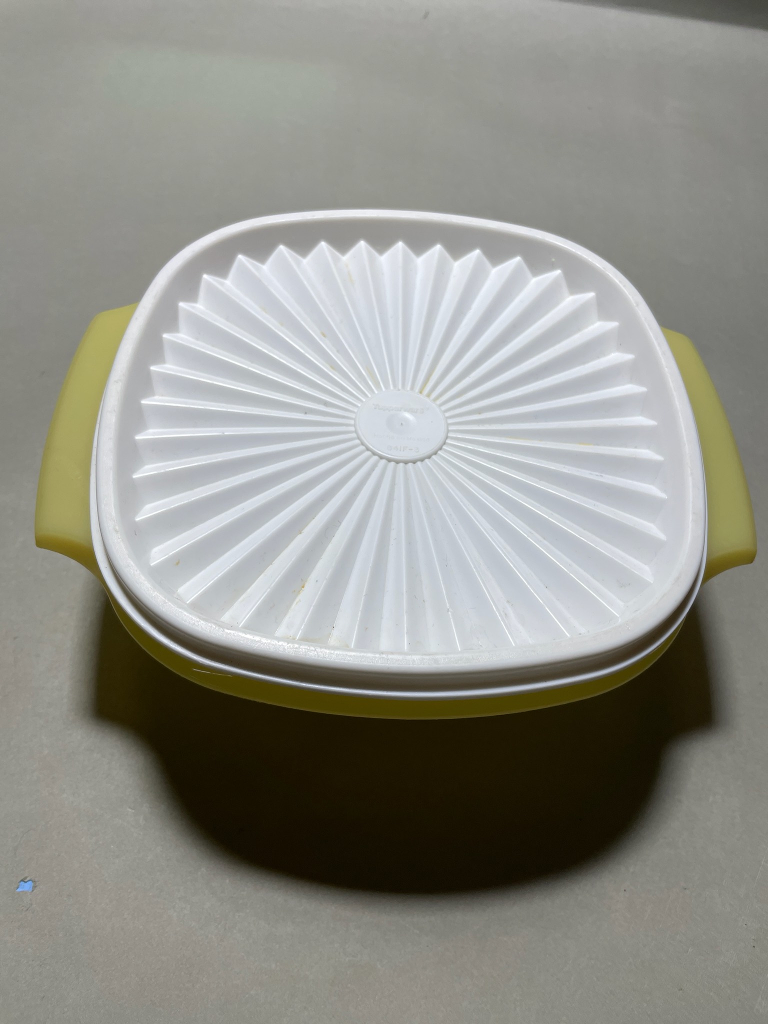 Tupperware Yellow Plastic Bowl with White Lid