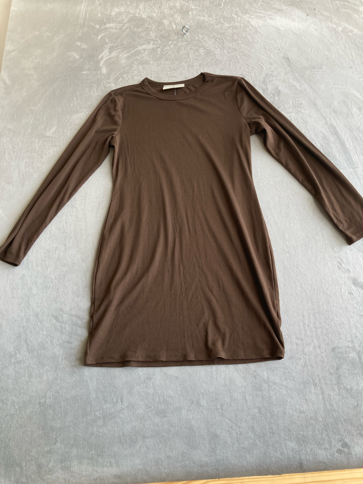 No Boundaries Brown Ribbed Knit Dress Size L (12/14)