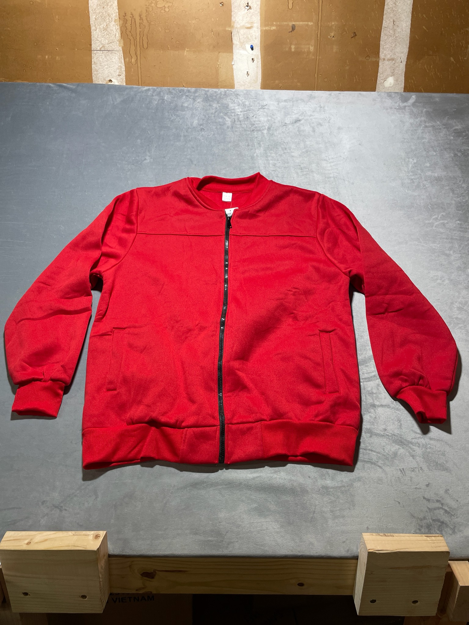 Red Polyester Zip-Up Sweatshirt Size XL