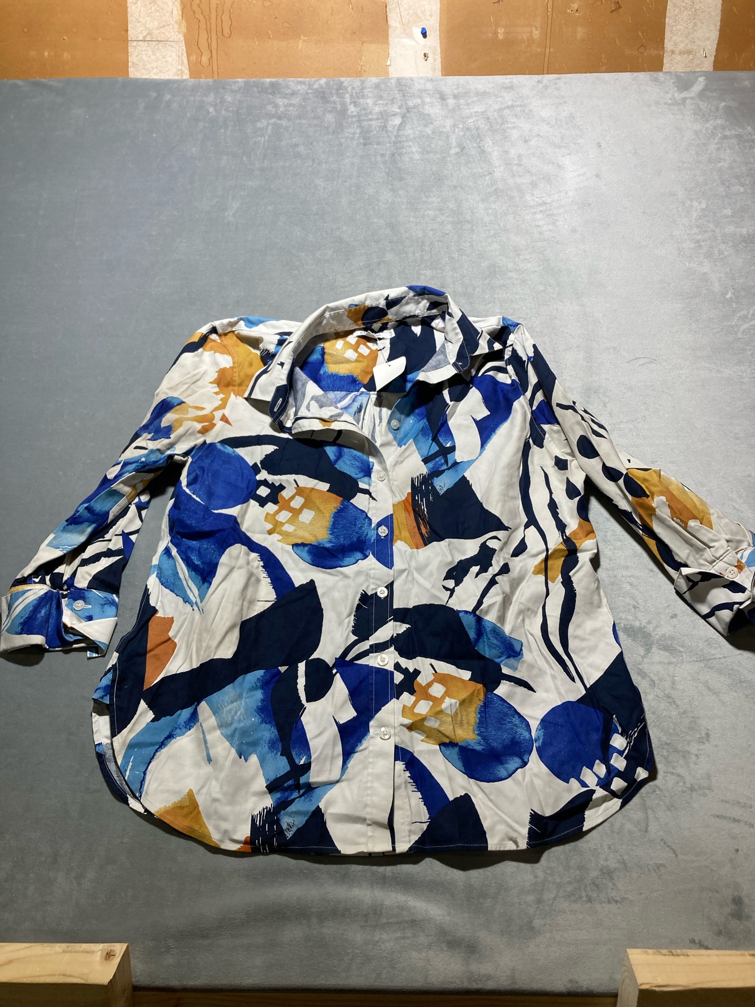 Chico's Off-White Abstract Floral Lightweight Woven Blouse Size 1 / S / US 10