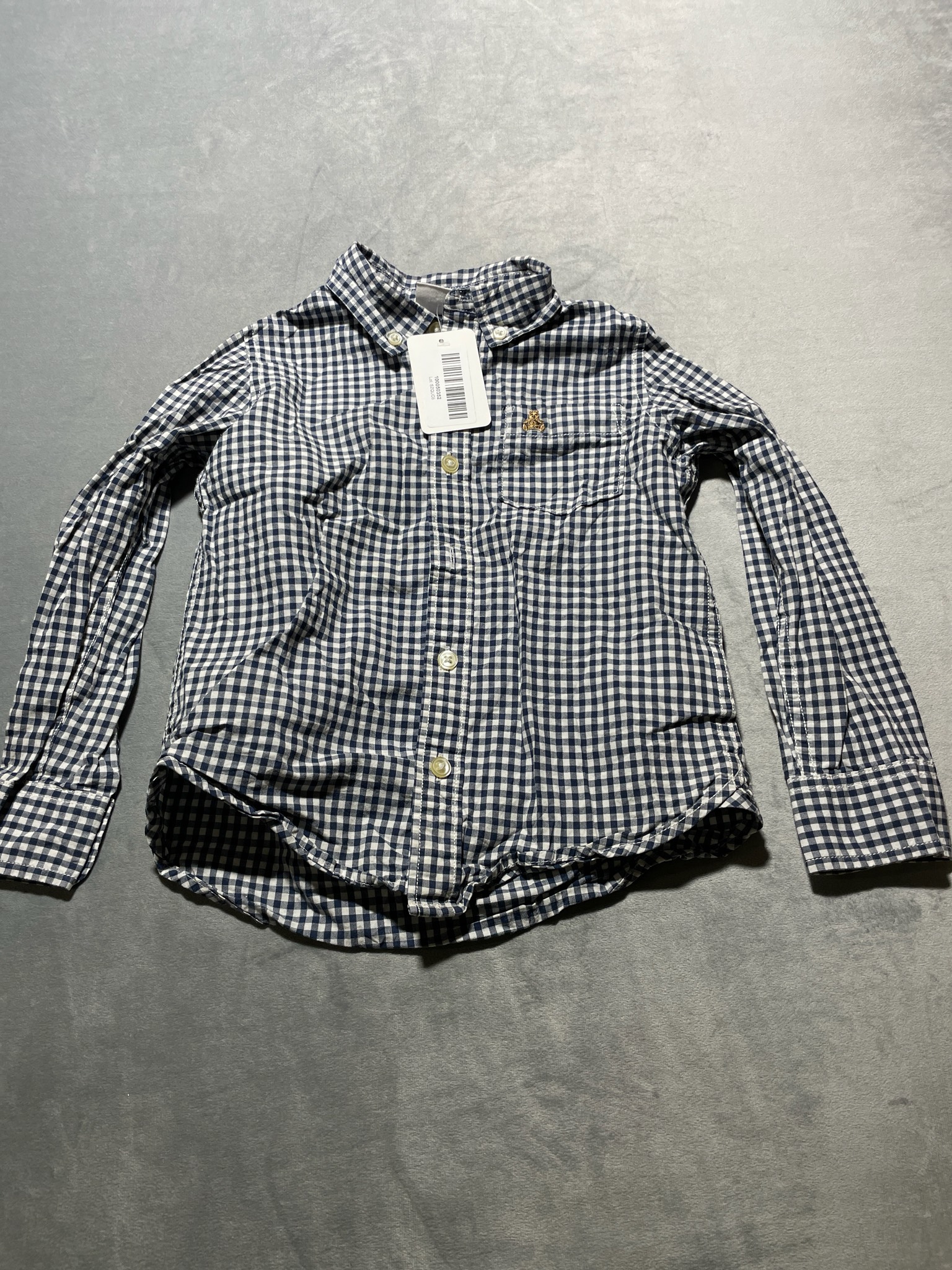 Baby Gap blue and white gingham button up shirt size 5