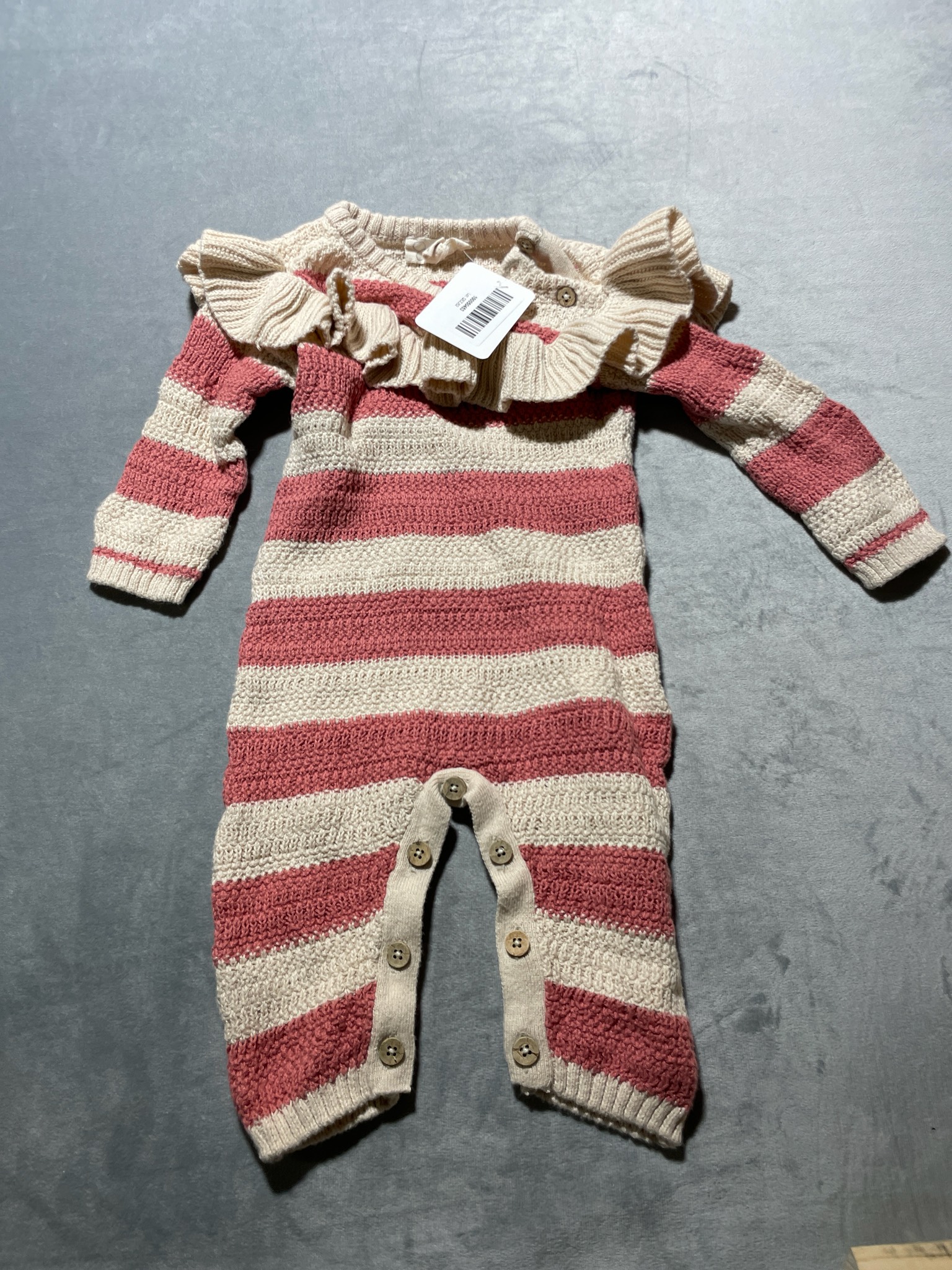 Jessica Simpson beige and pink striped sweater jumsuit size 3-6M