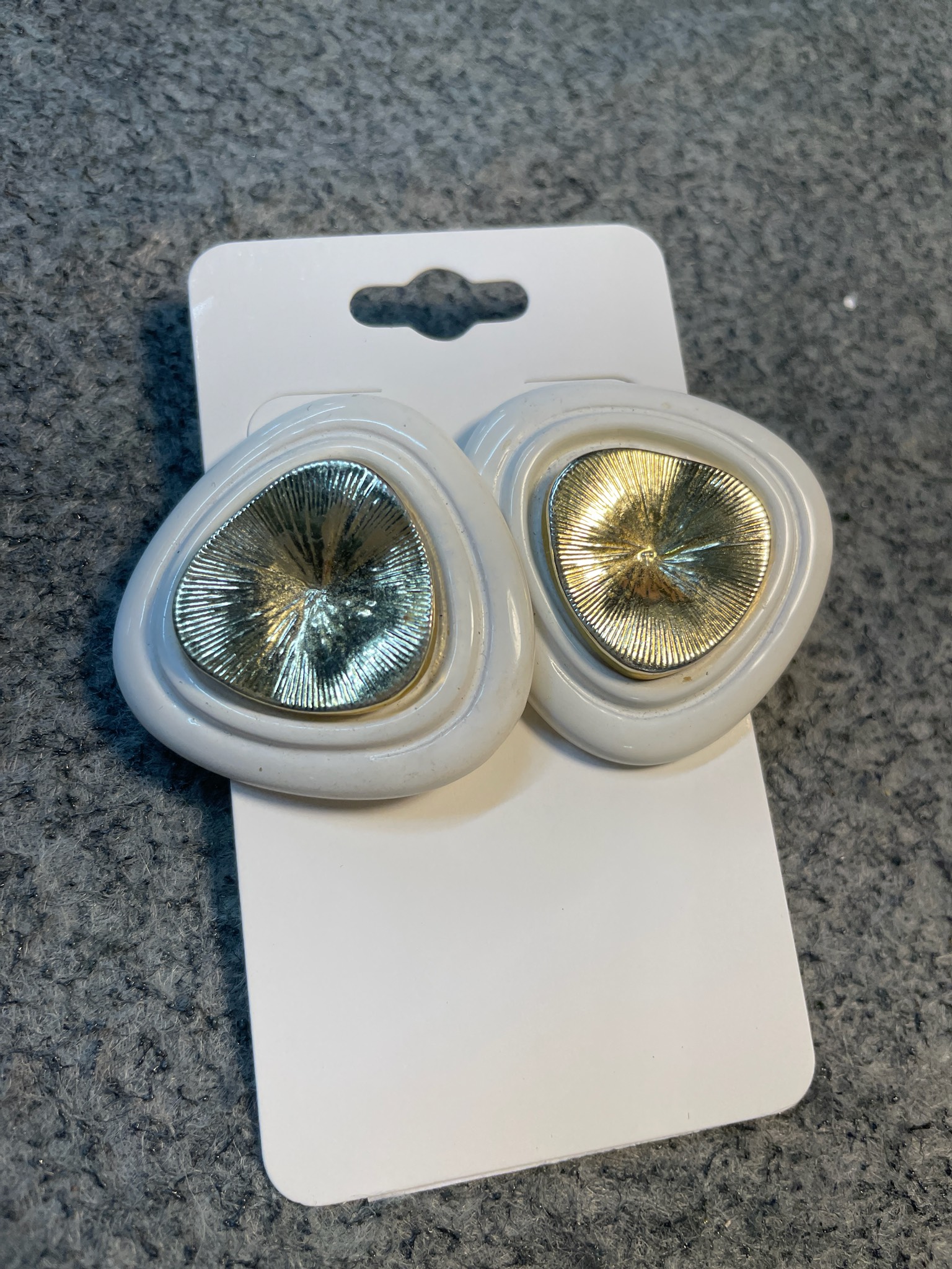 Vintage White Gold Tone Stud Earrings