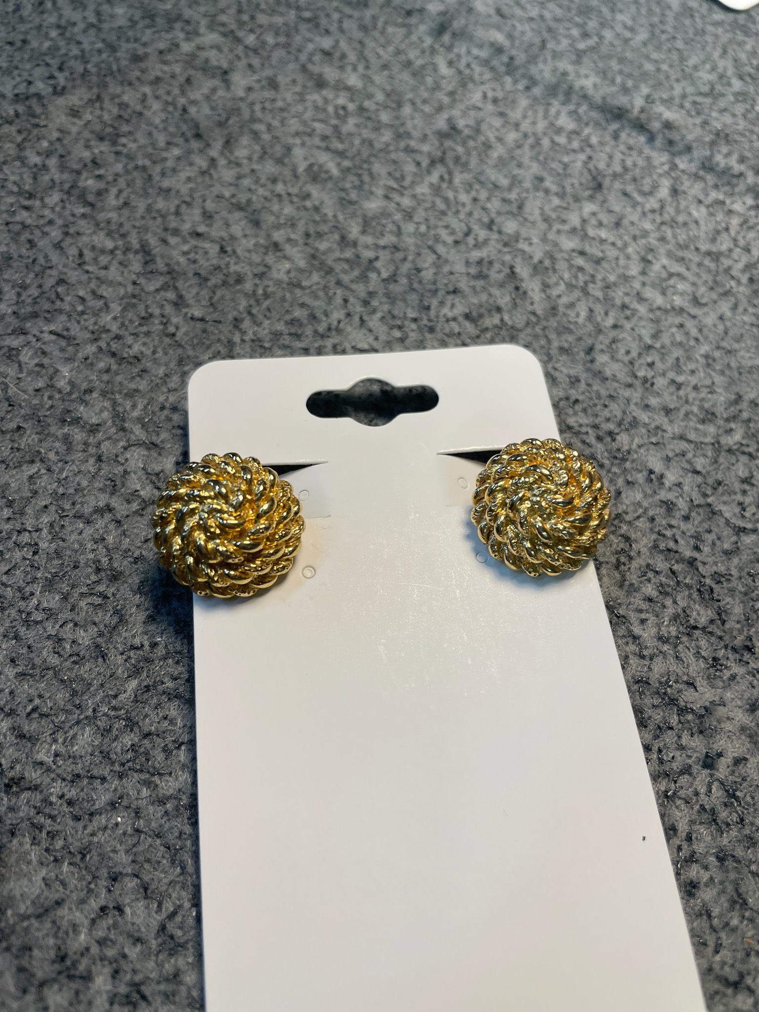 Vintage Monet Gold Tone Rope Knot Clip-On Earrings