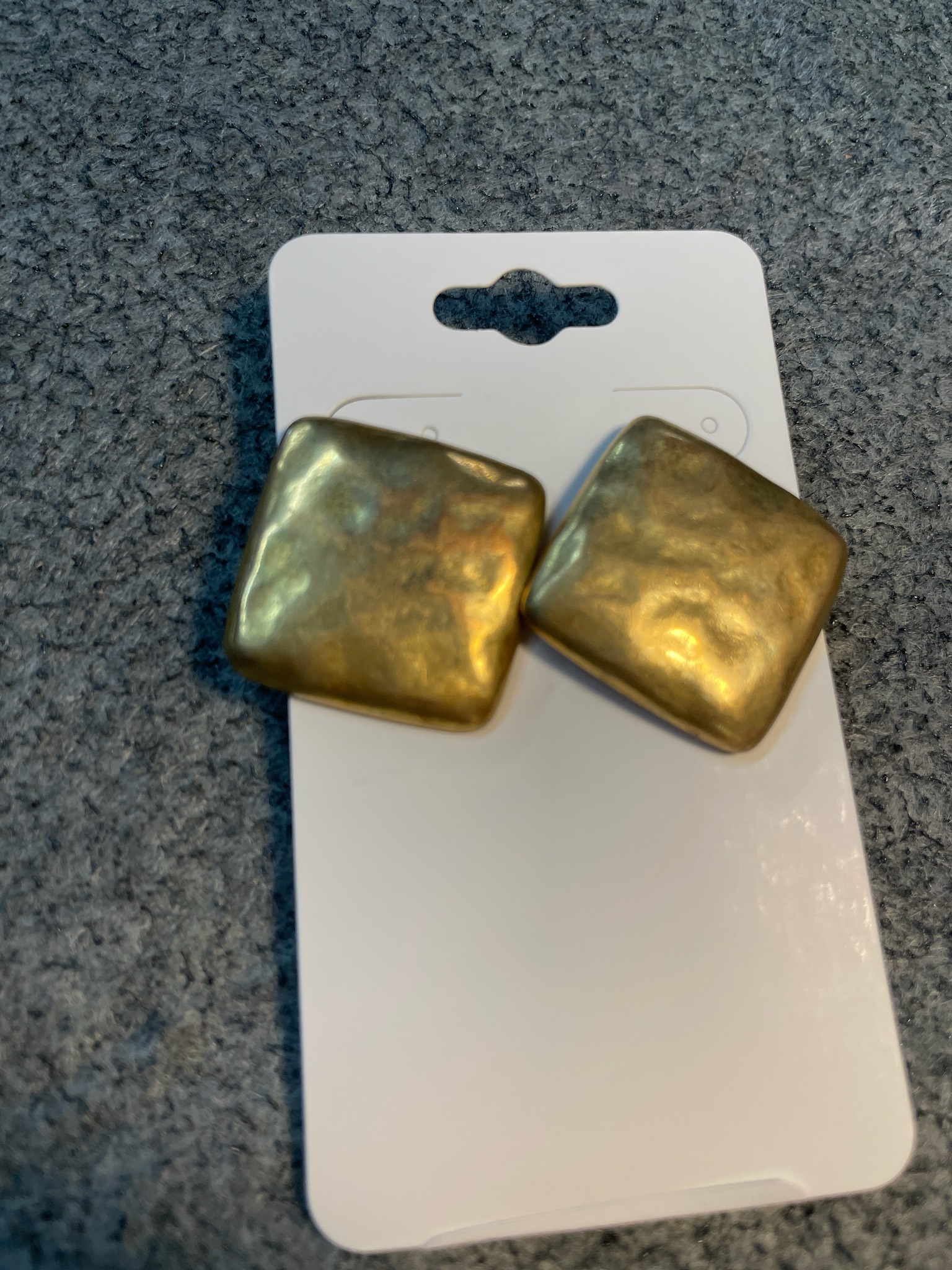Vintage Gold Tone Square Stud Earrings