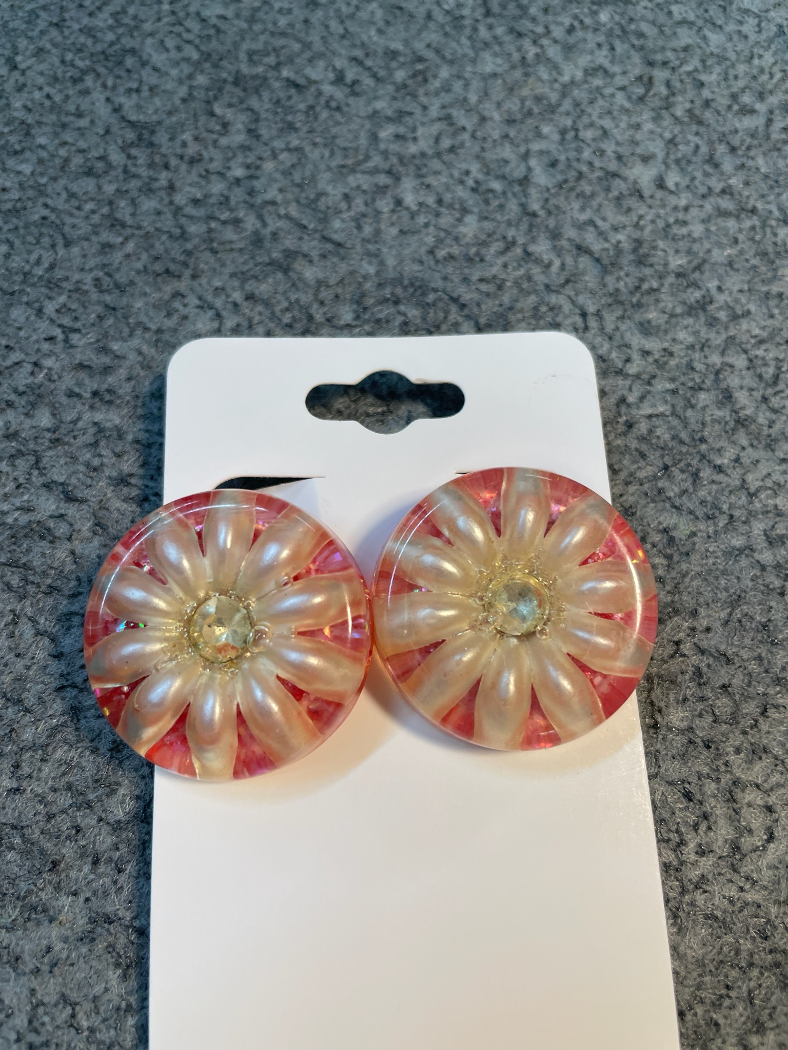 Pink Iridescent Flower Hair Clips