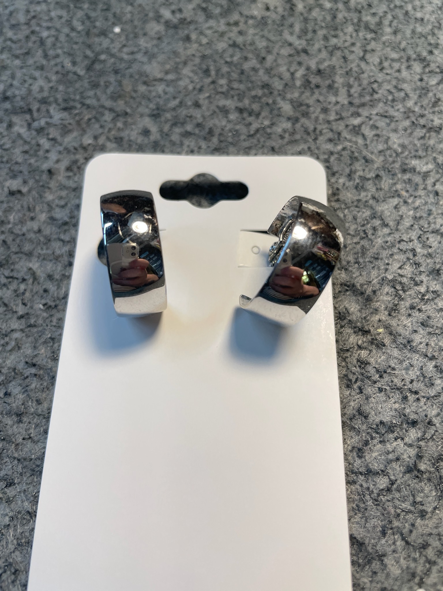 Silver Tone Huggie Earrings