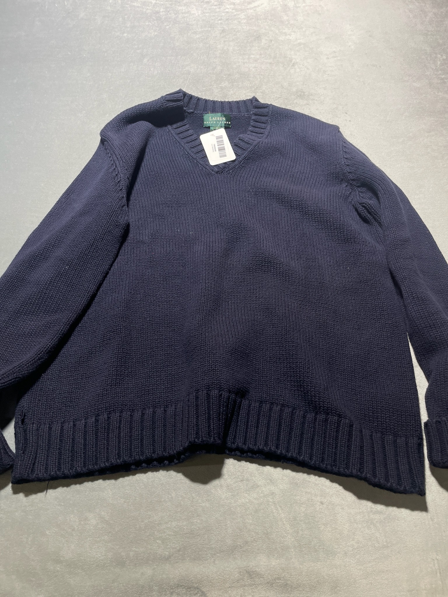 Lauren Ralph Lauren Navy Knit V-Neck Sweater