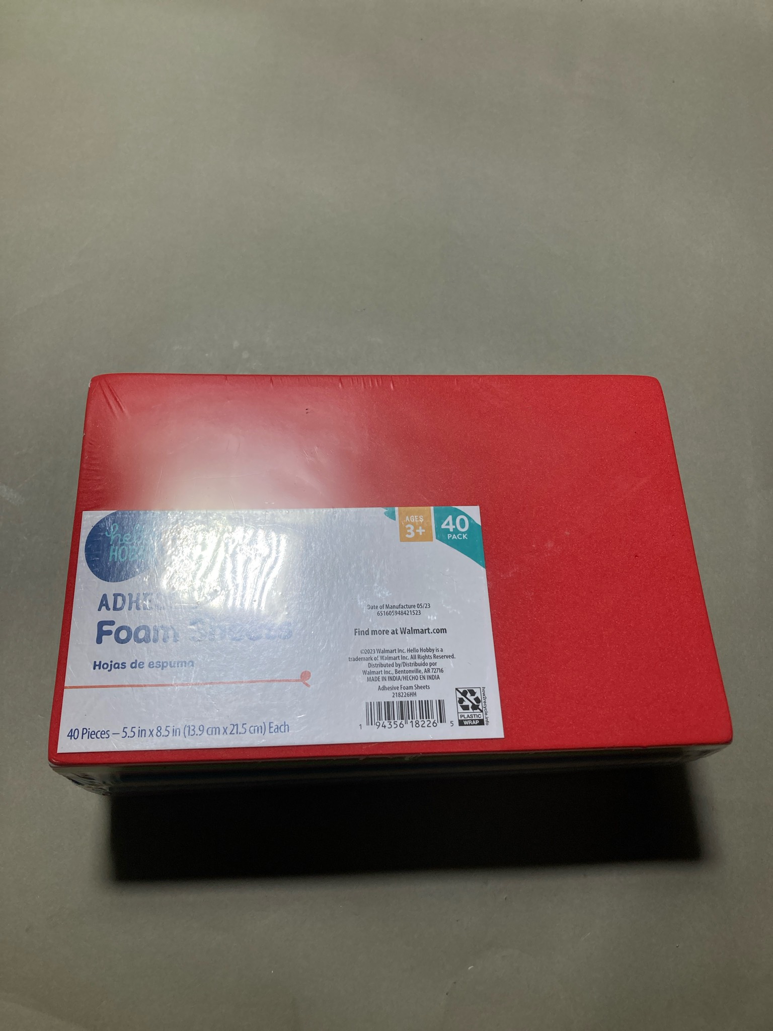 Hello Hobby Assorted Color Adhesive Foam Sheets Size 5.5 x 8.5 in