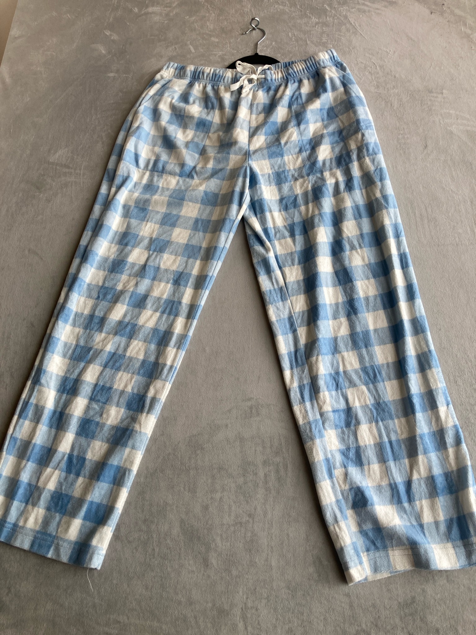 Geoffrey Beene Light Blue and White Check Flannel Pajama Pants Size Medium