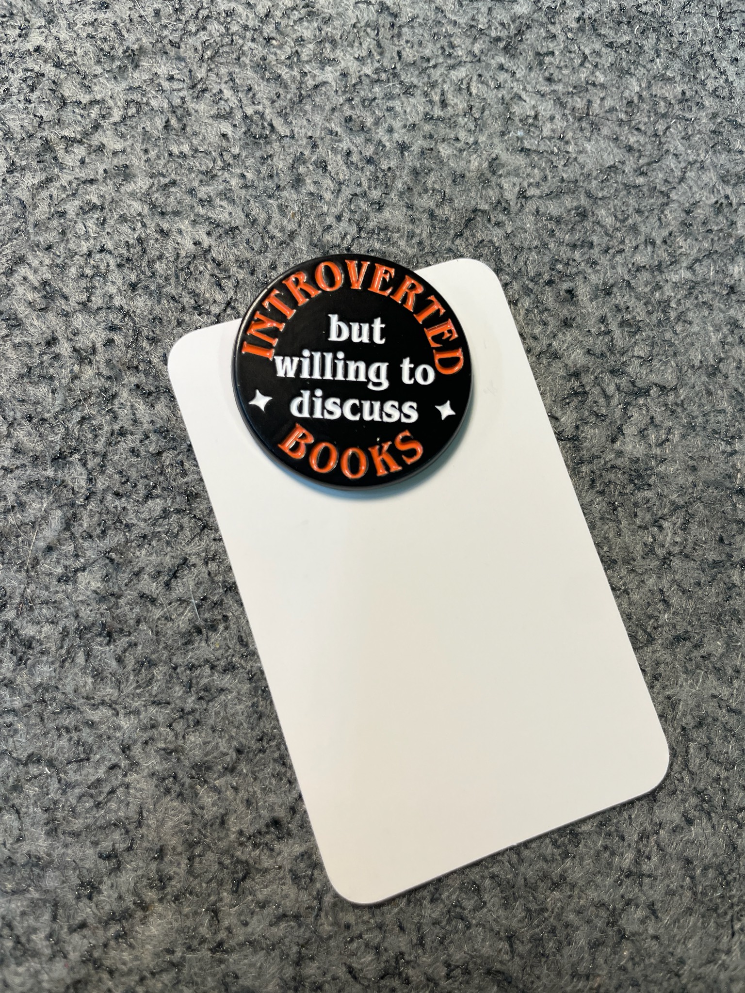 Black Round Slogan Lapel Pin