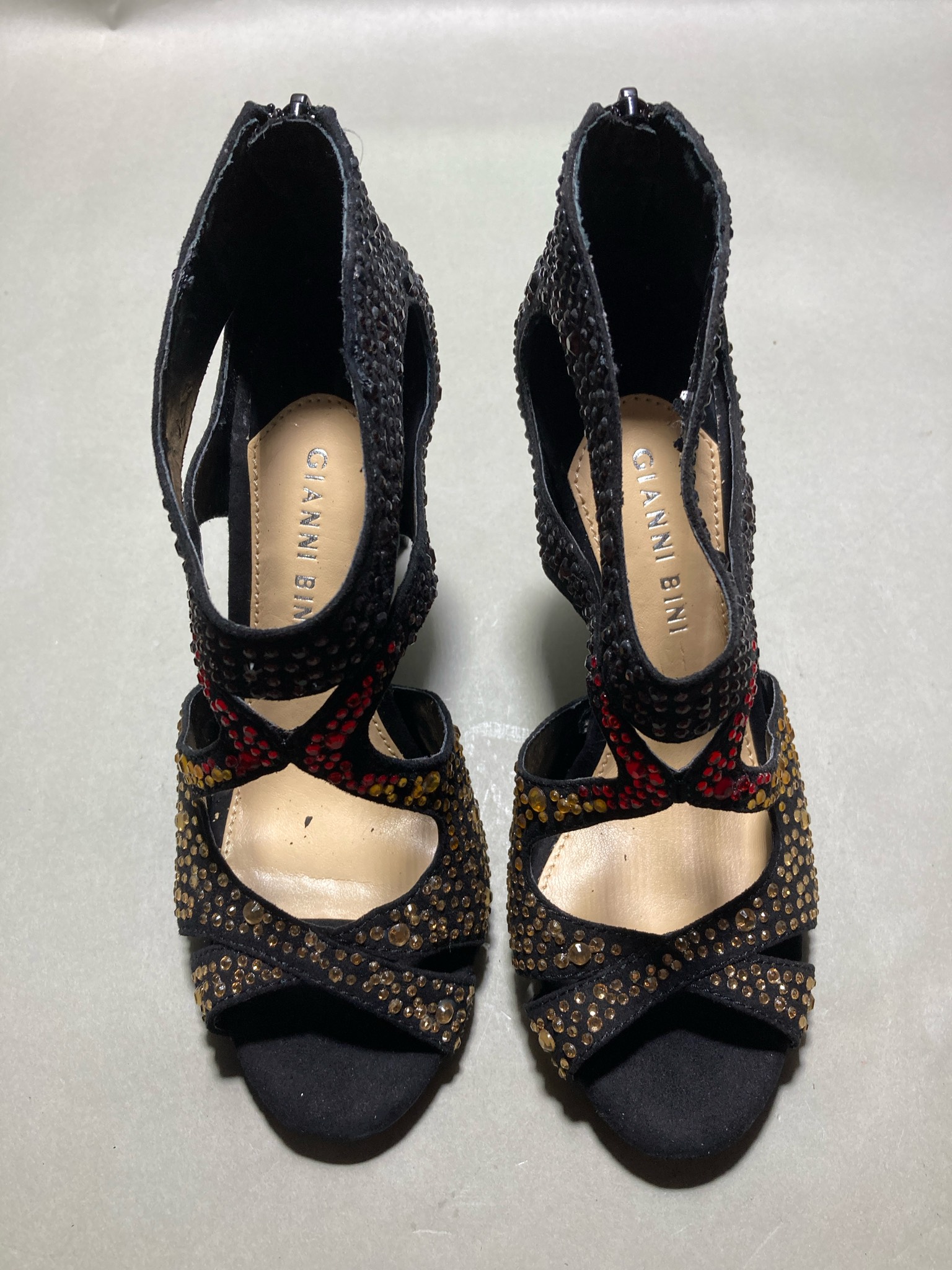 Gianni Bini Black Rhinestone Strappy Sandals