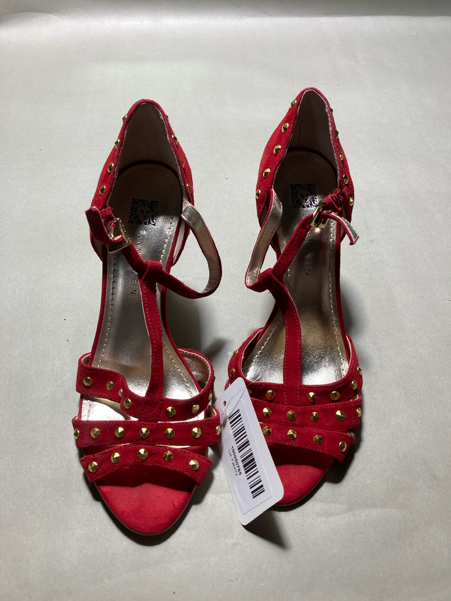 Anne Klein Red Studded Ankle-Strap Sandals