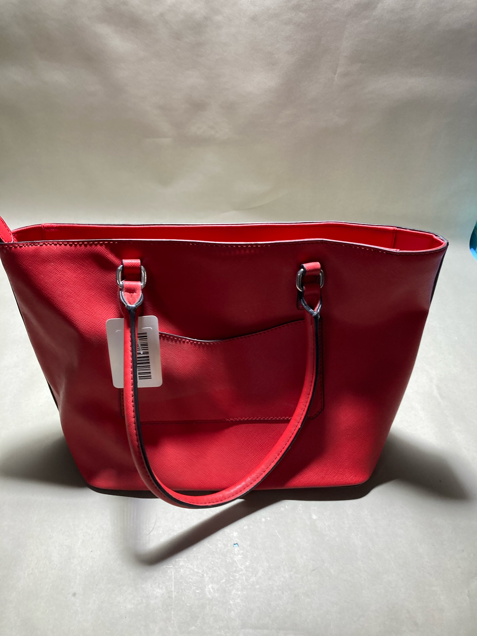 GUESS Red Structured Tote Bag