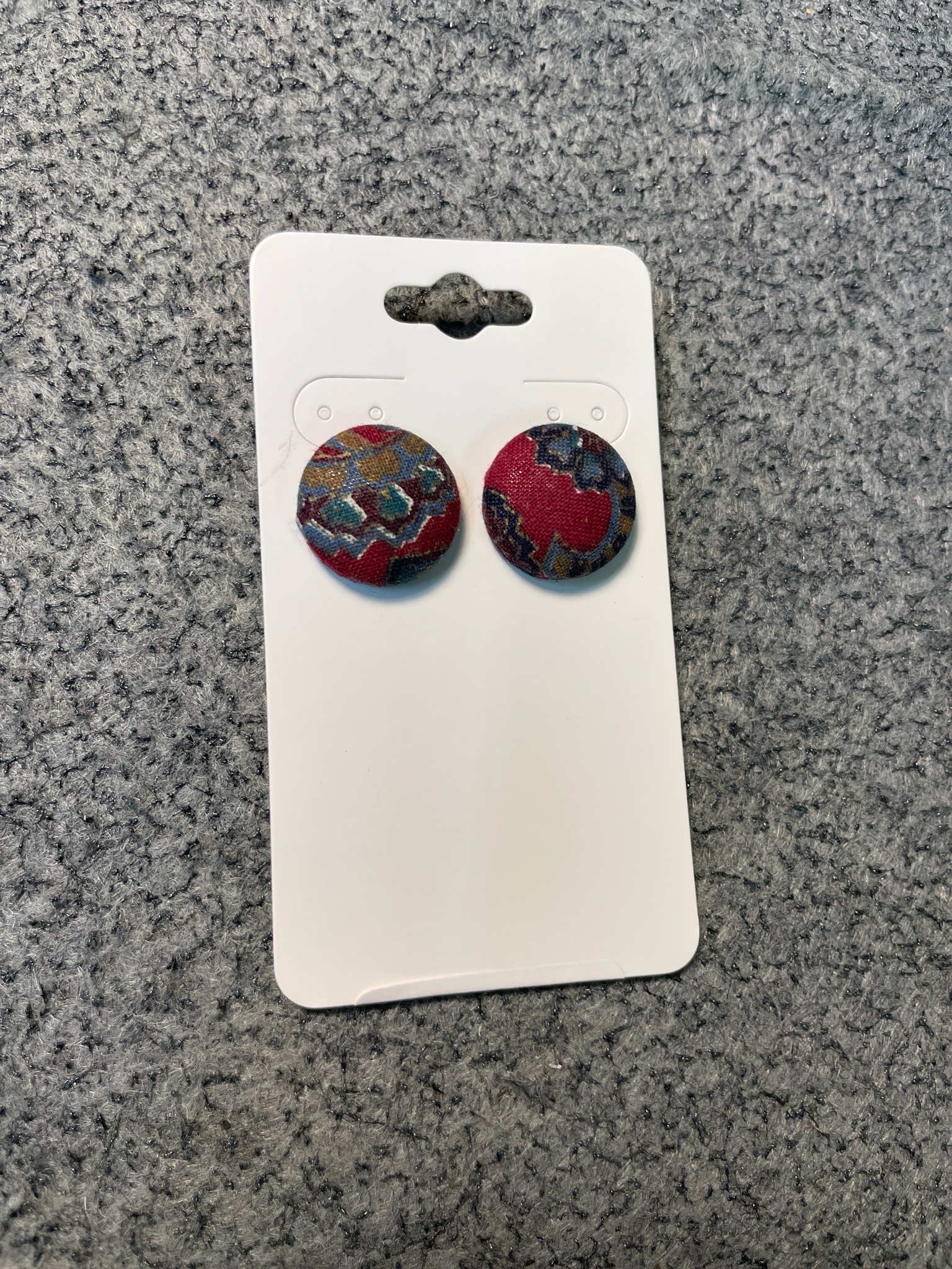 Vintage Fabric-Covered Stud Earrings