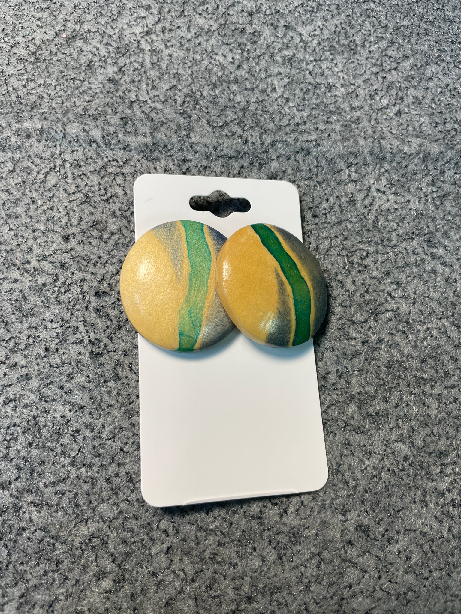 Vintage Mustard Yellow Domed Stud Earrings
