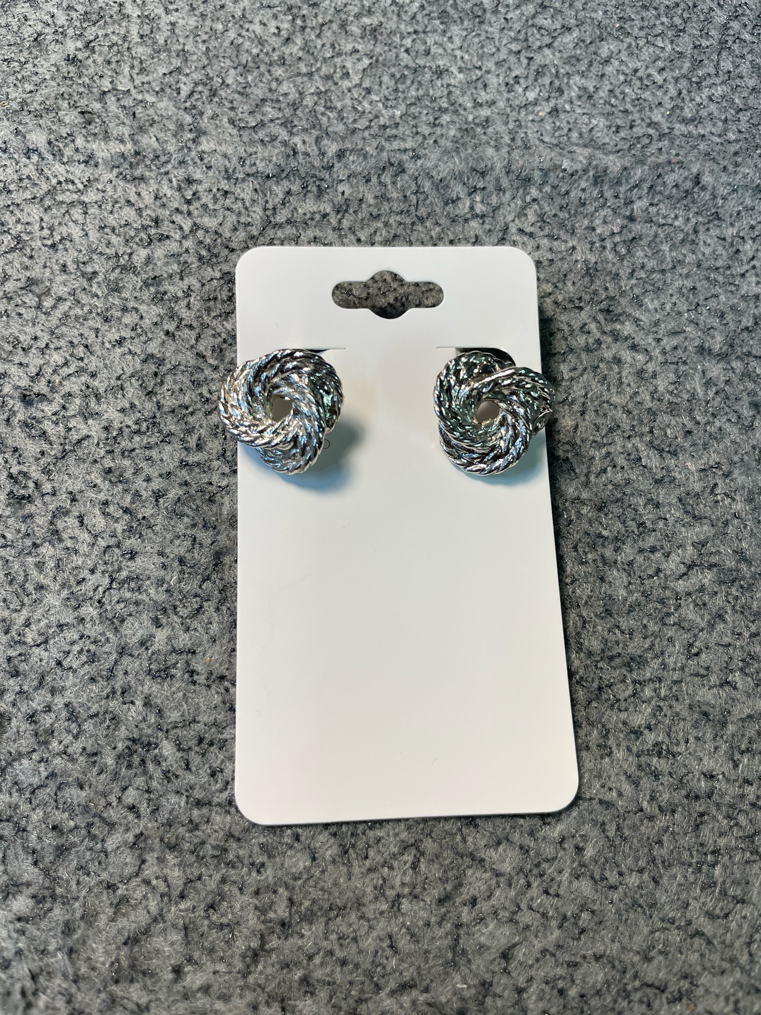 Vintage Silver Tone Rope Knot Clip-On Earrings