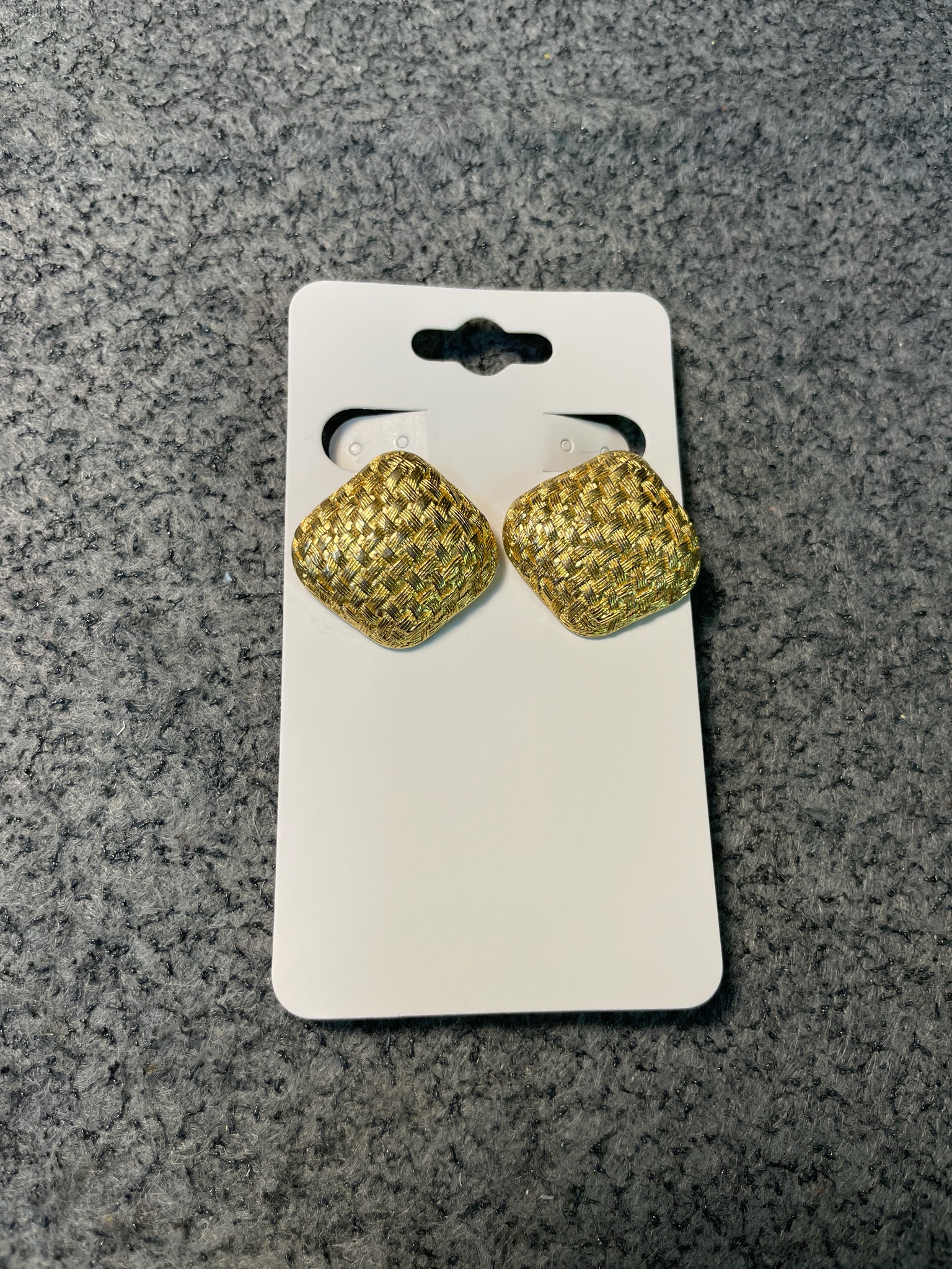 Vintage Gold Tone Woven Domed Clip-On Earrings
