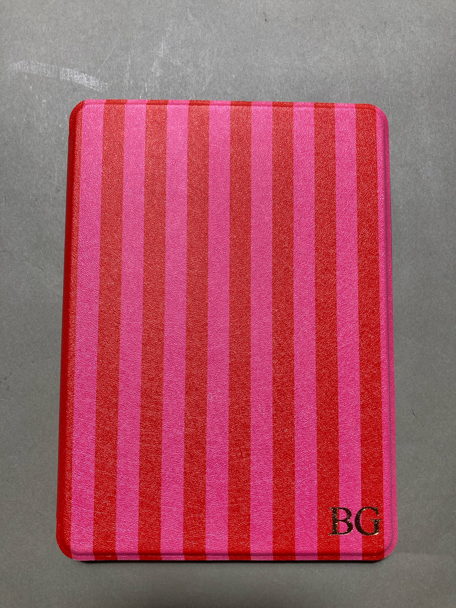BG Pink and Red Striped Tablet Folio Case