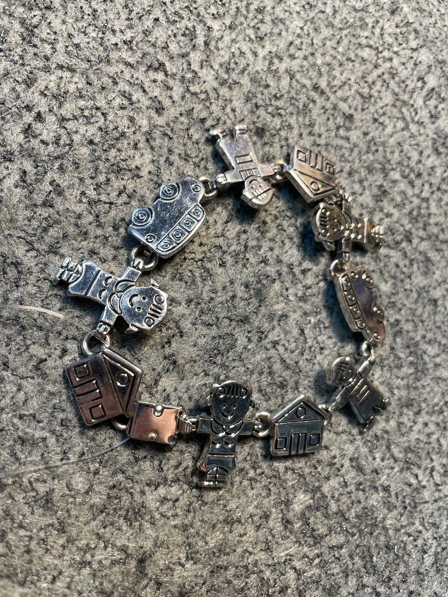 Silver Tone Figurative Charm Bracelet
