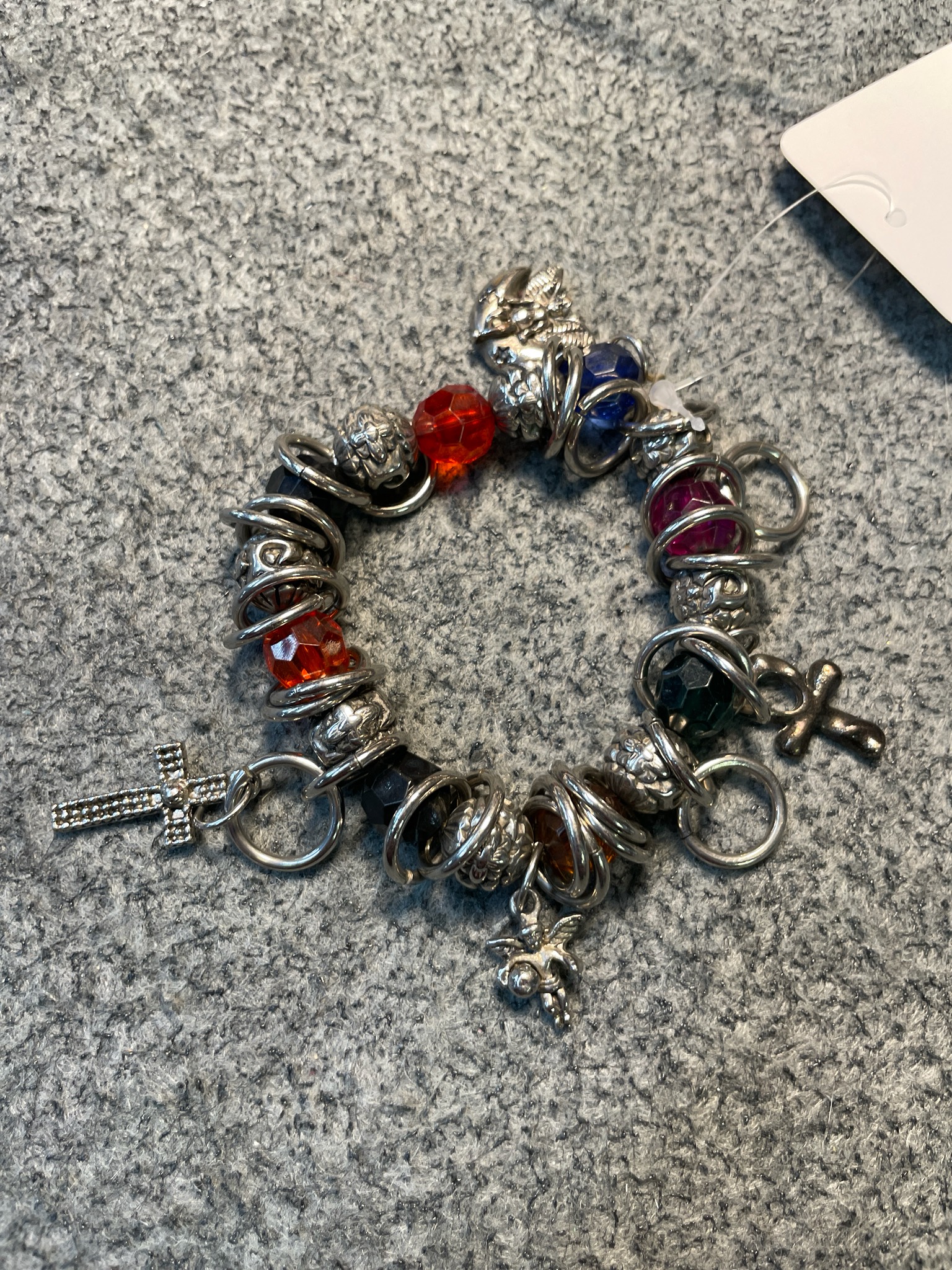 Silver Tone Multicolor Charm Bracelet