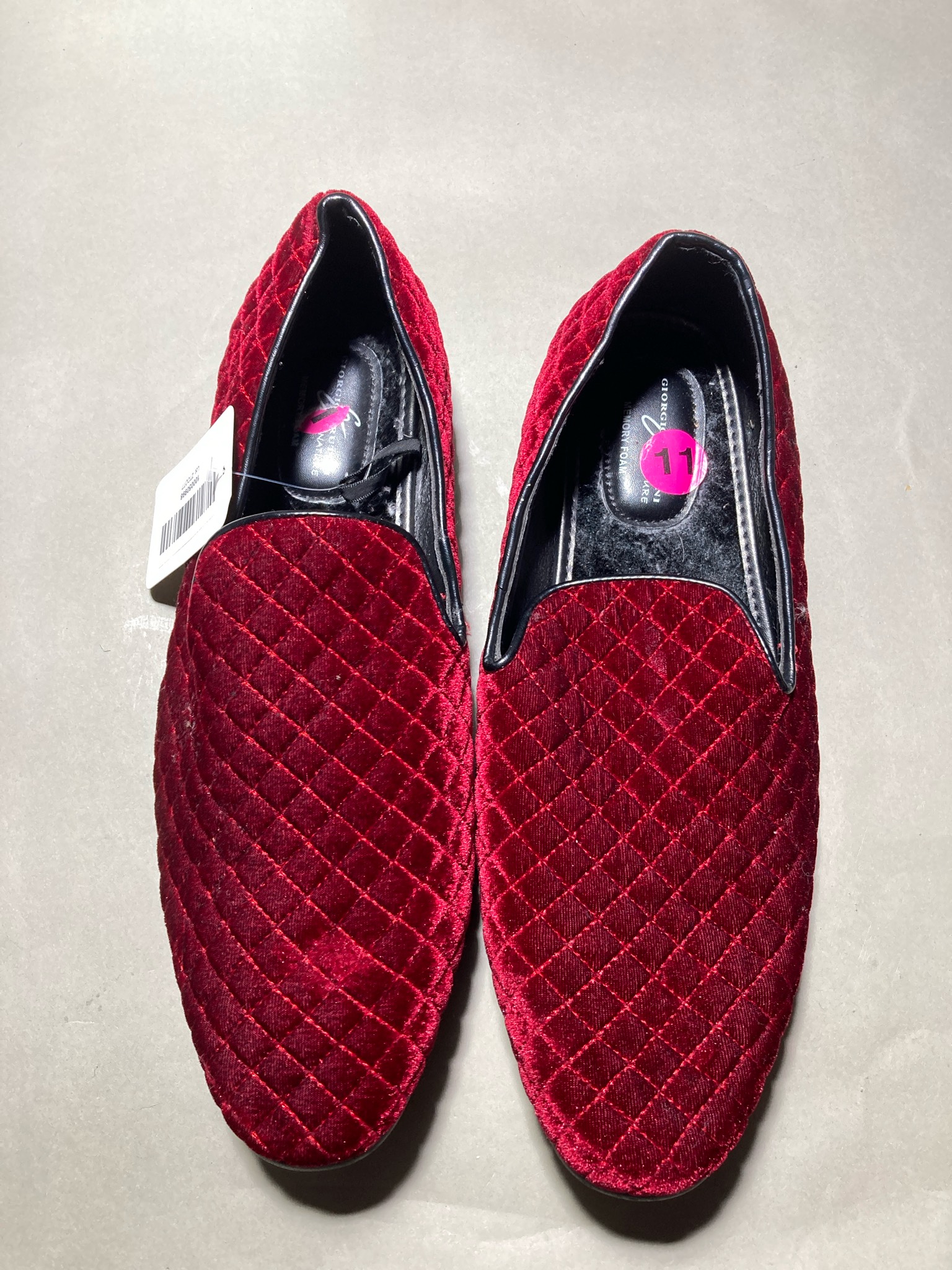 Giorgio Burgundy Quilted Velvet Flats Size Size 11