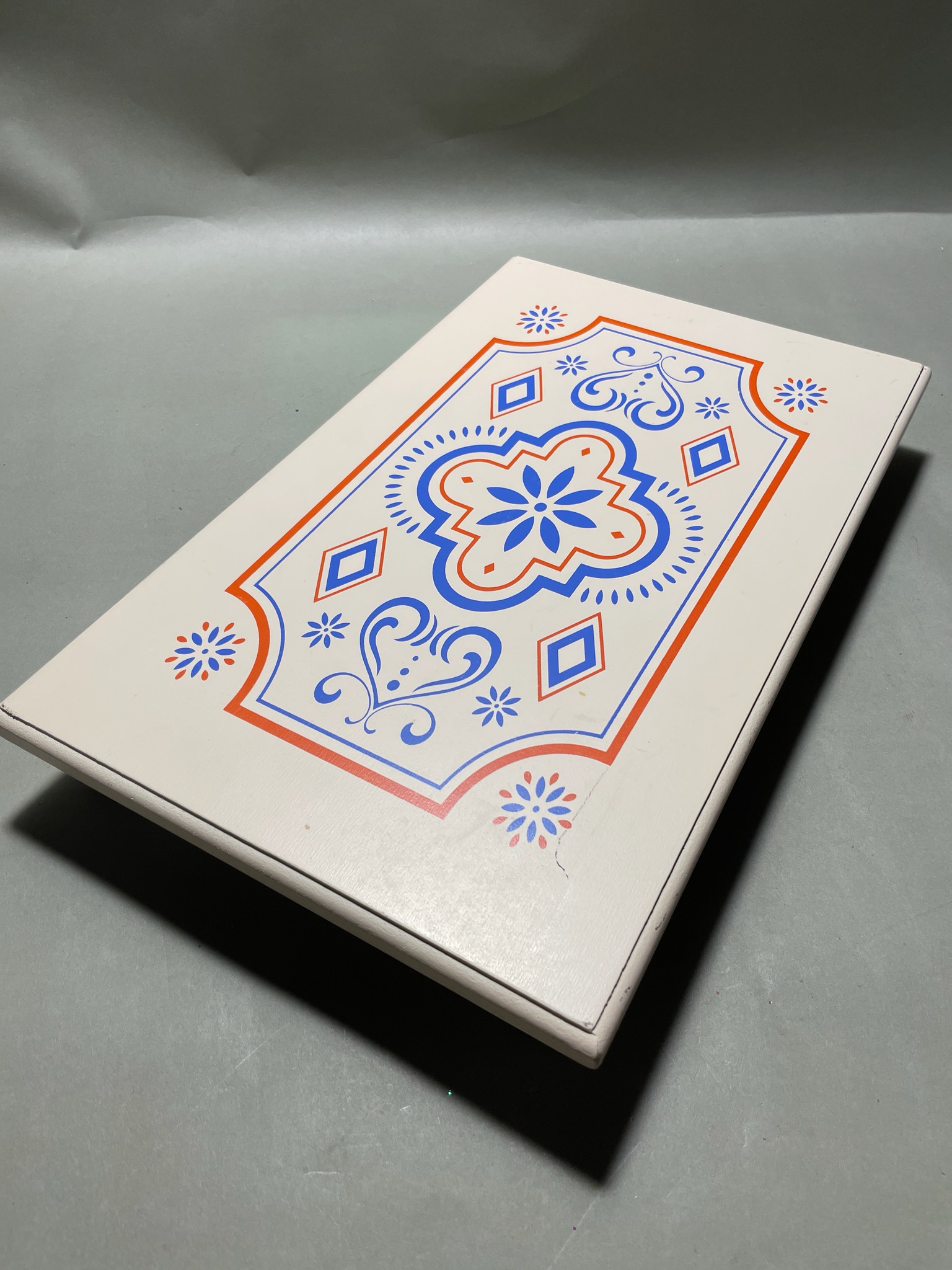 White Tile-Print Footed Display Riser