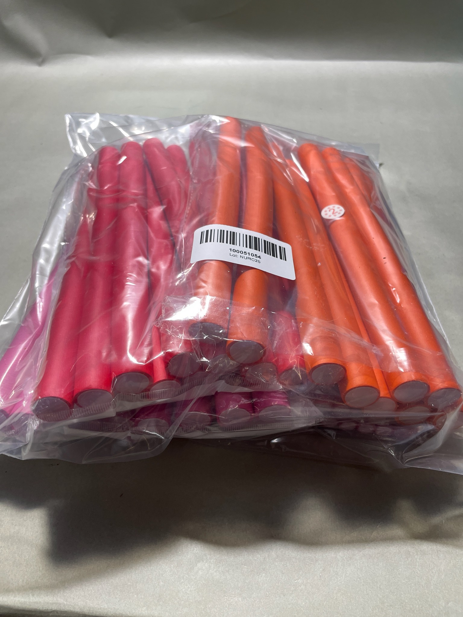 Pink and Orange Foam Hair Rollers Set