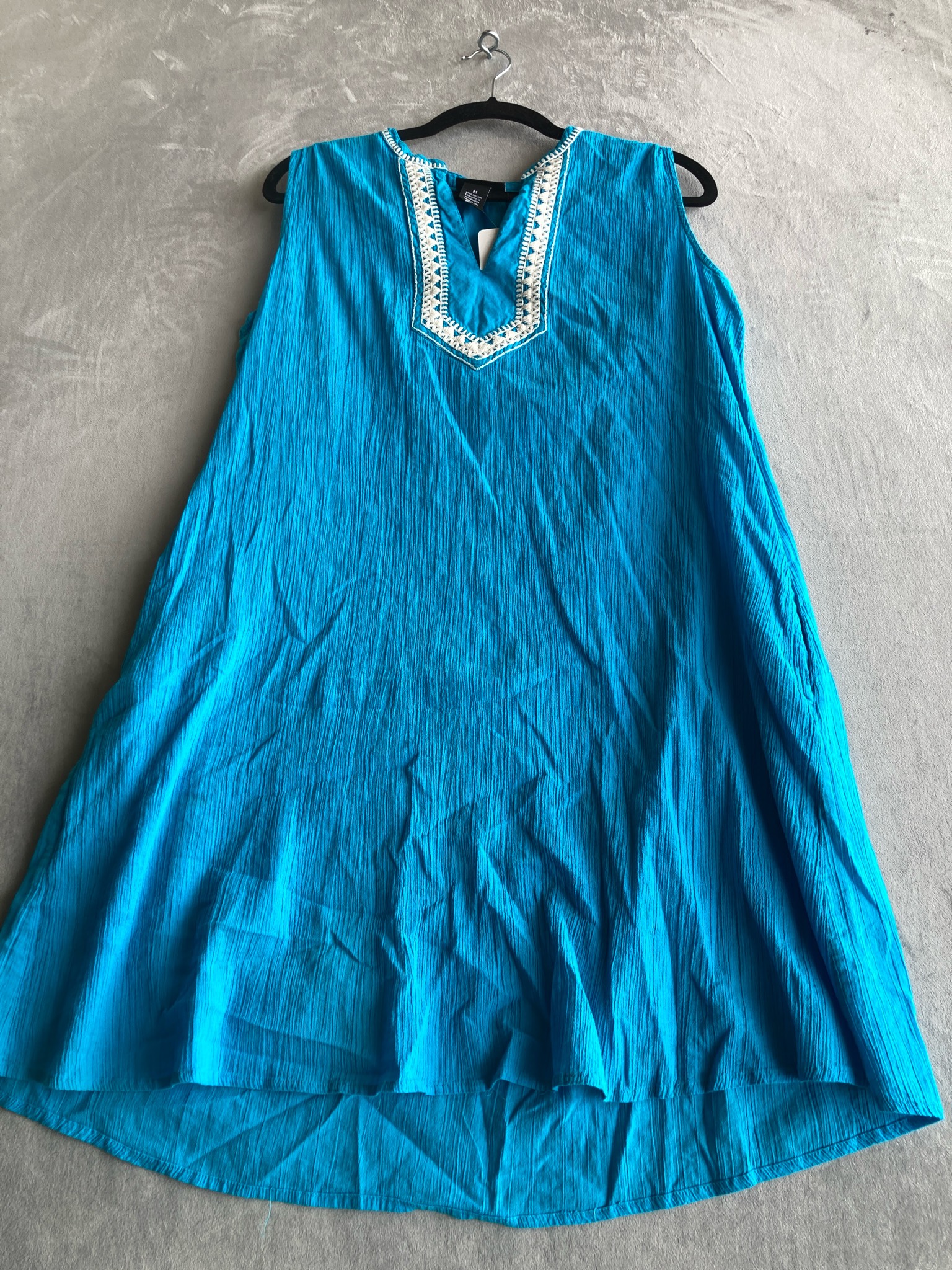 Patio Casuals by Cabernet Turquoise Crinkled Woven Tunic Size M