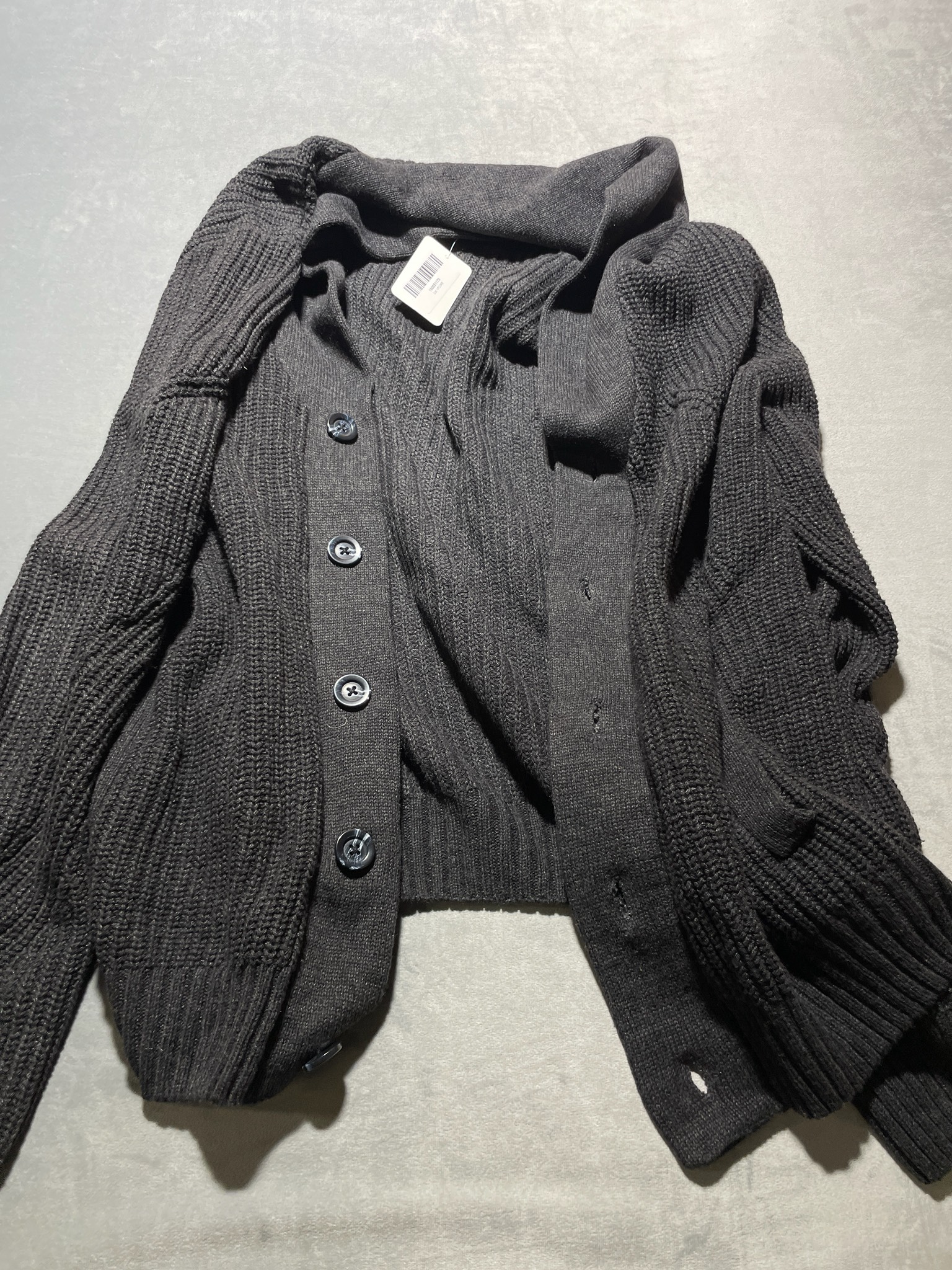 Black Ribbed Knit Cardigan