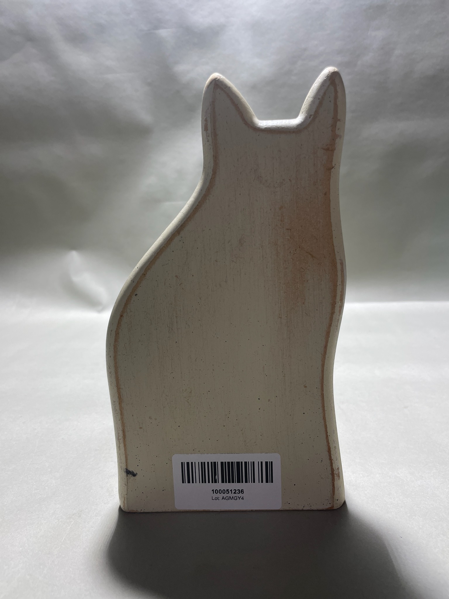 Off-White Painted Wood Cat Figurine